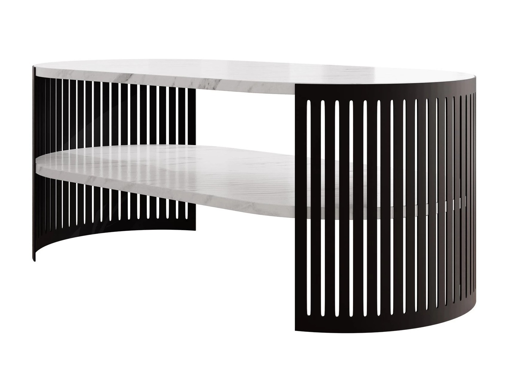 Table basse Civer III (Noir + Marbre blanc)