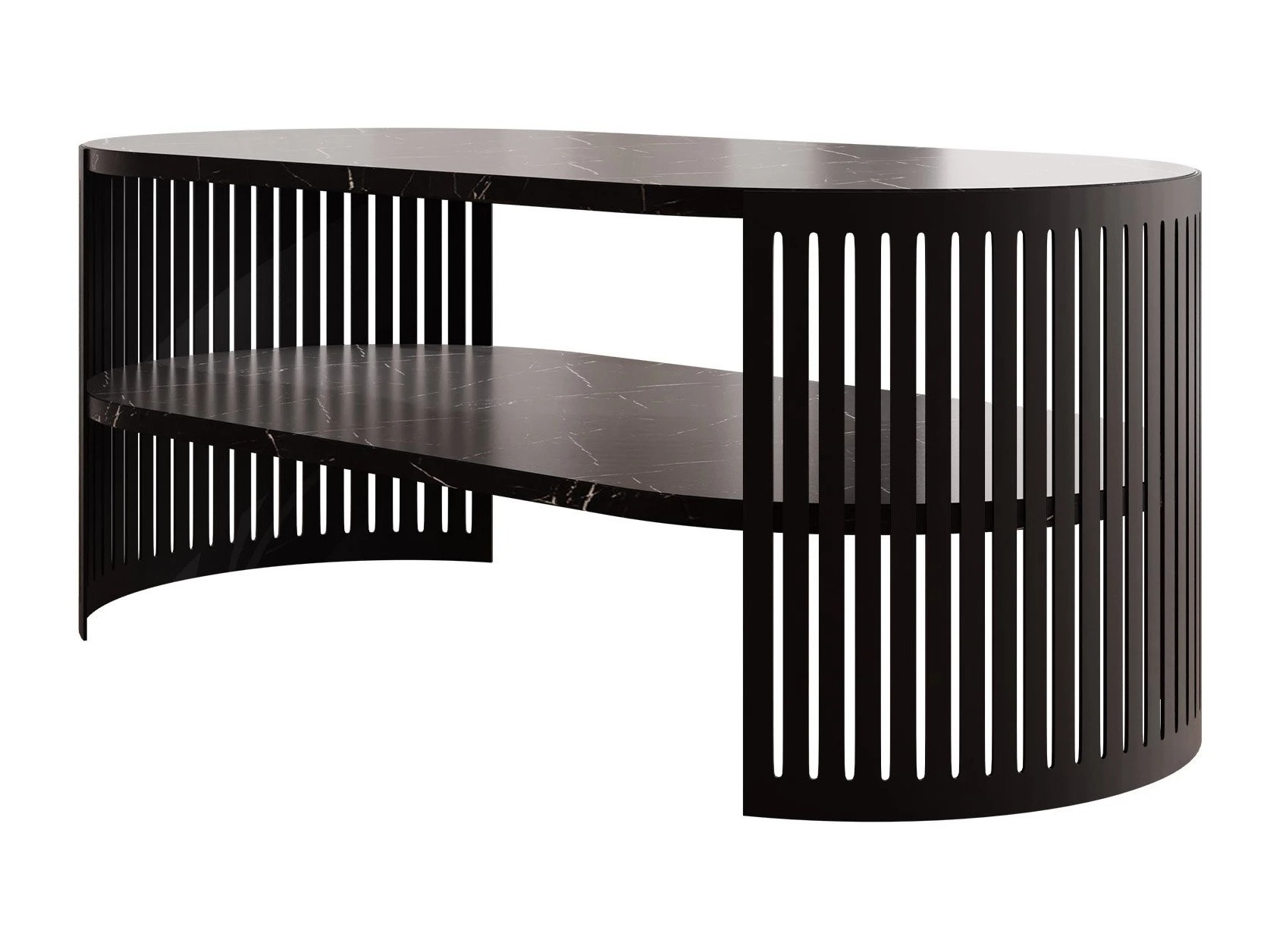 Table basse Civer III (Noir + Marbre noir)