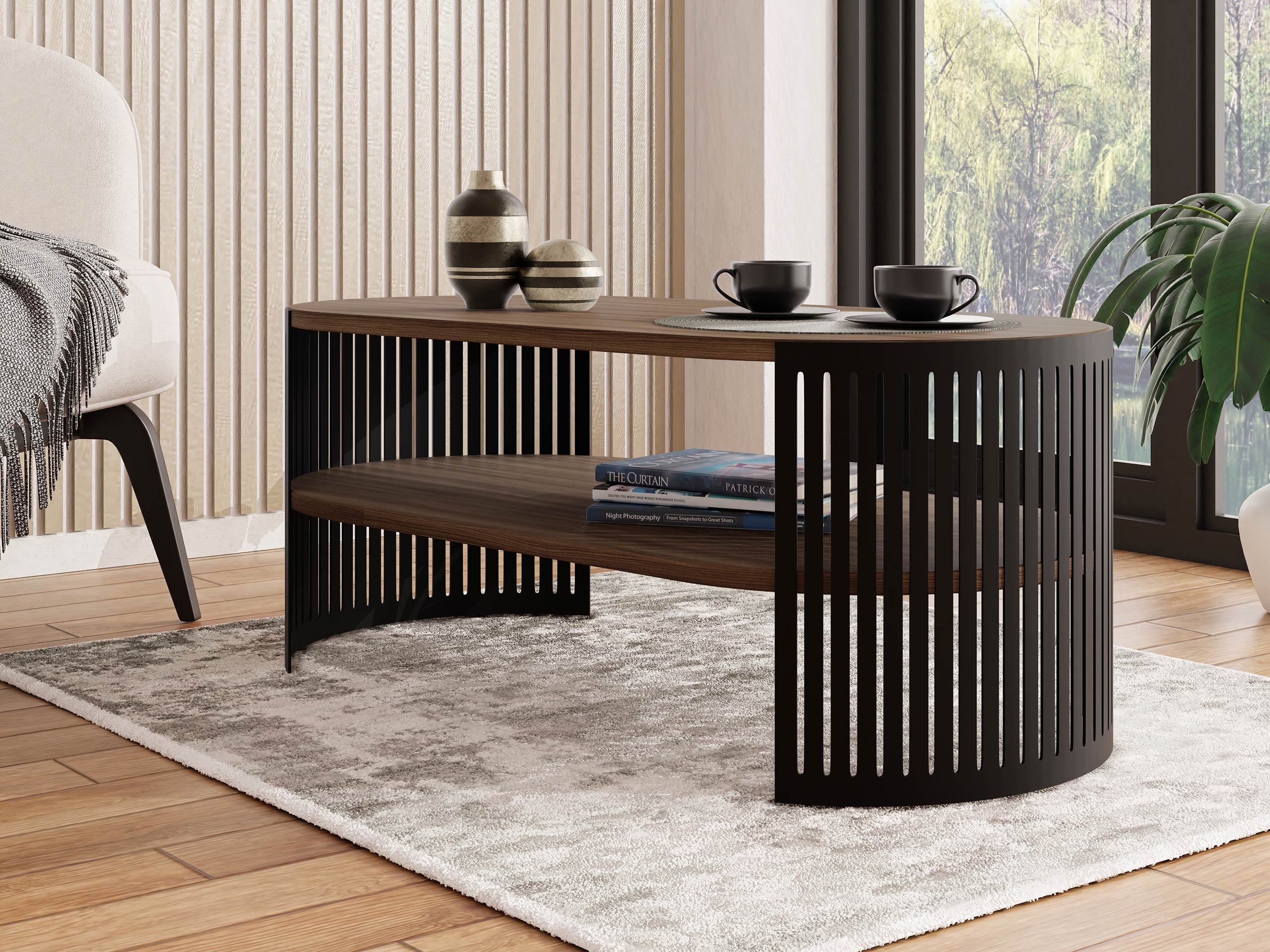 Table basse Civer III (Noir + Noyer)