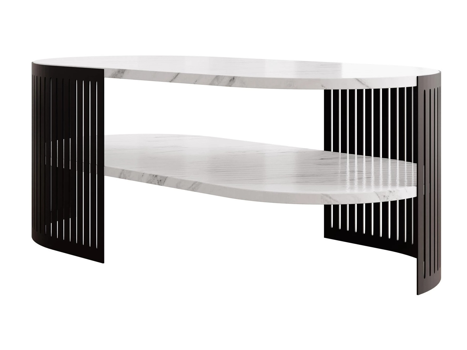Table basse Civer VI (Noir + Marbre blanc)