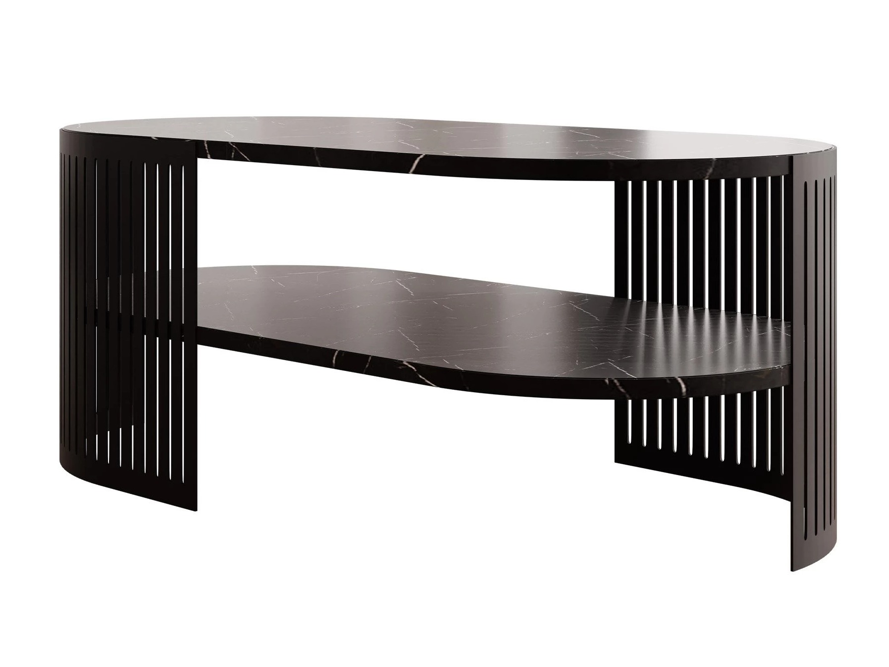 Table basse Civer VI (Noir + Marbre noir)