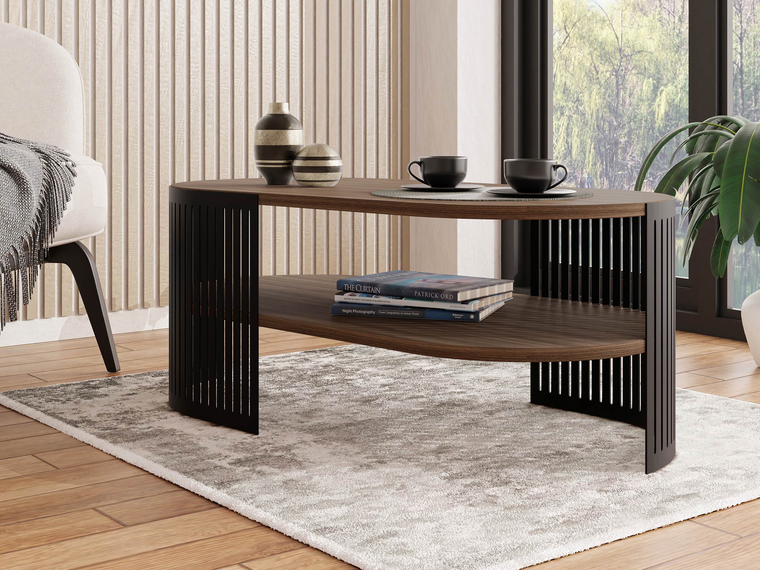 Table basse Civer VI (Noir + Noyer)
