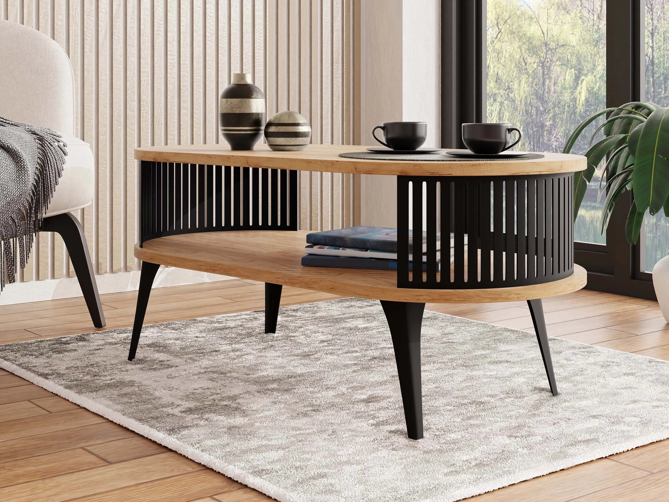 Table basse Vitum III (Chêne doré artisanal)