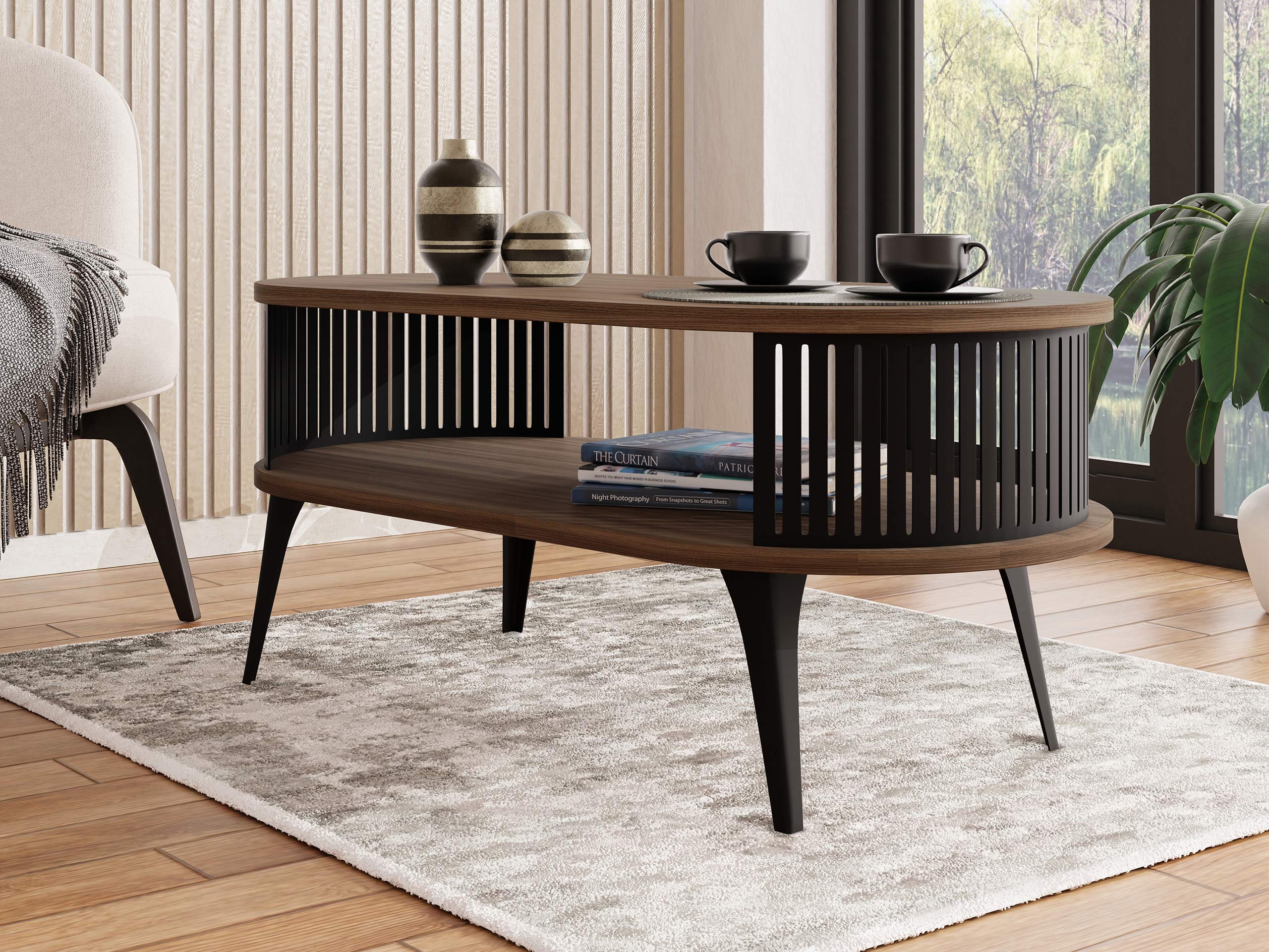 Table basse Vitum III (Noir + Noyer)