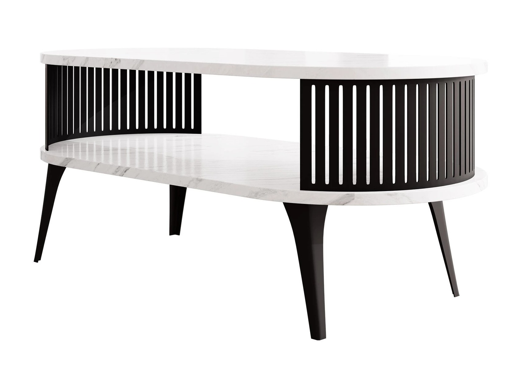 Table basse Vitum III (Noir + Marbre blanc)