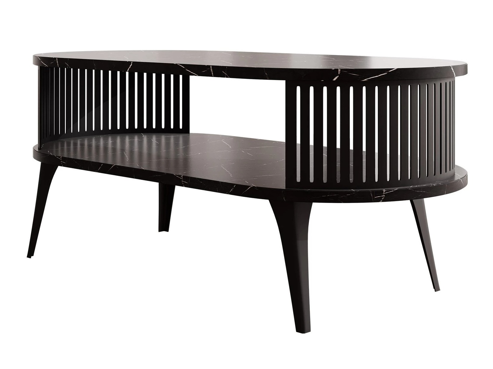 Table basse Vitum III (Noir + Marbre noir)