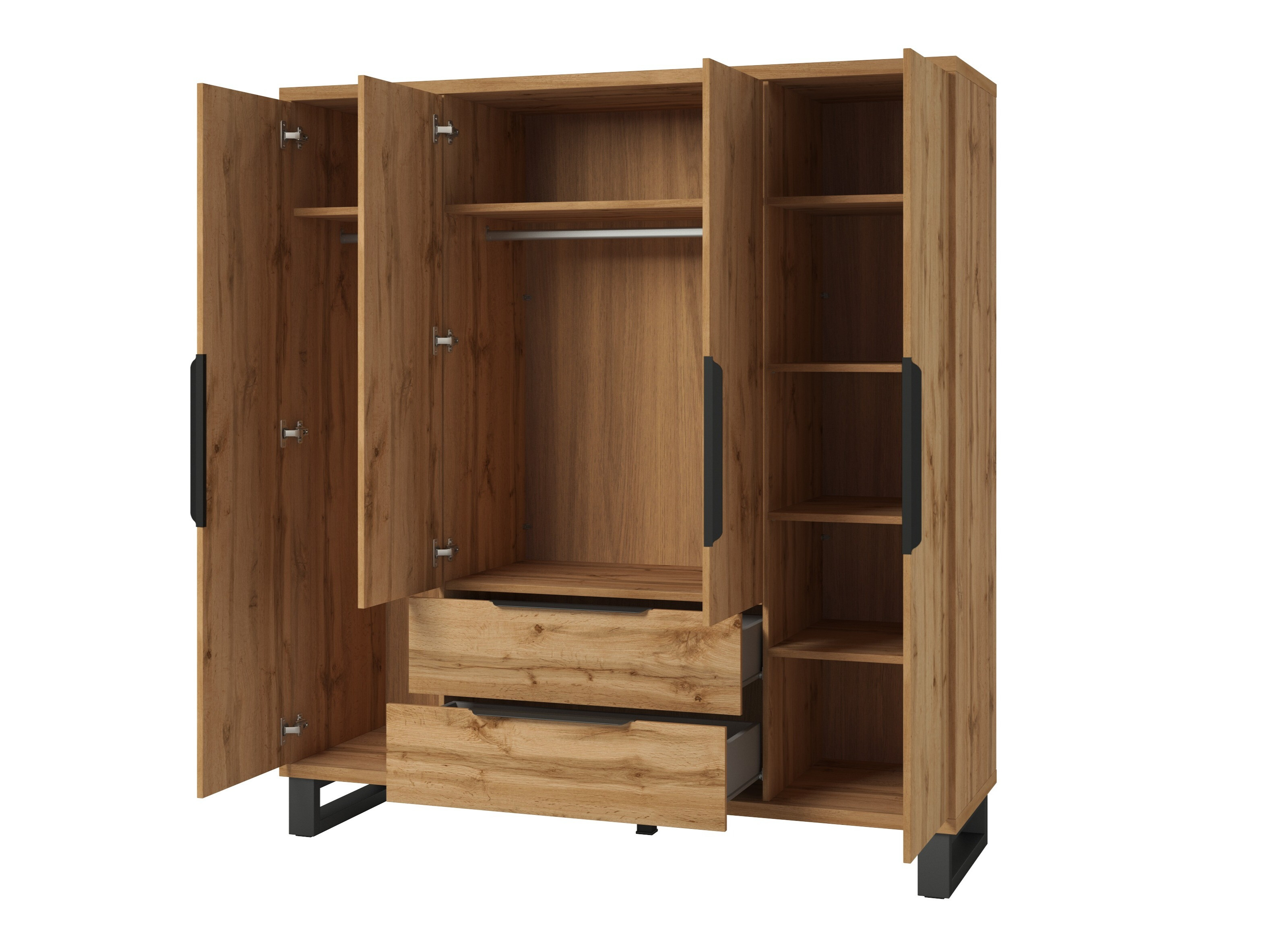 Armoire Avicavu 122 (Chêne wotan + Noir)