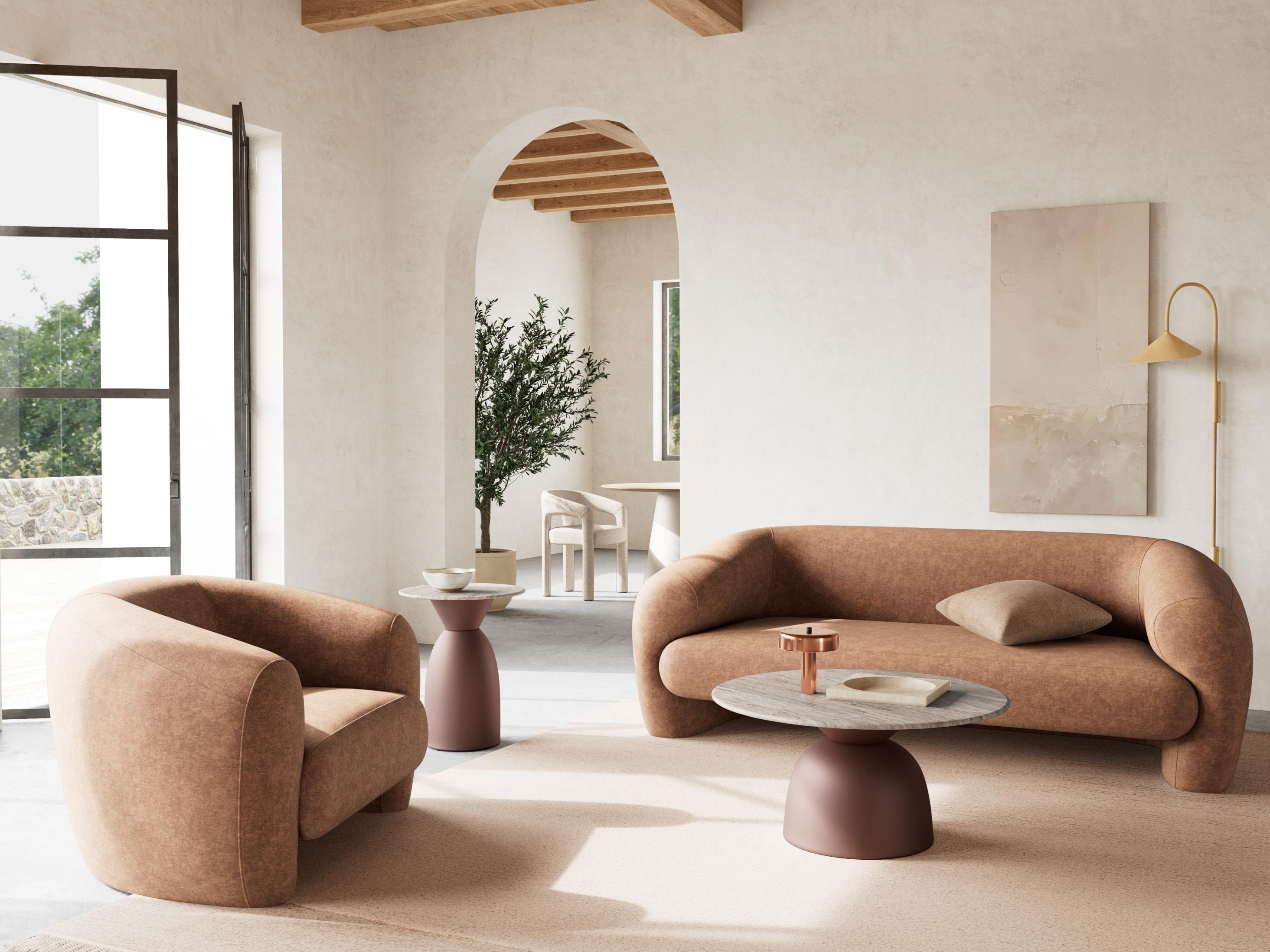 Table d'appoint Norsica 1074 (Marron + Marbre gris)