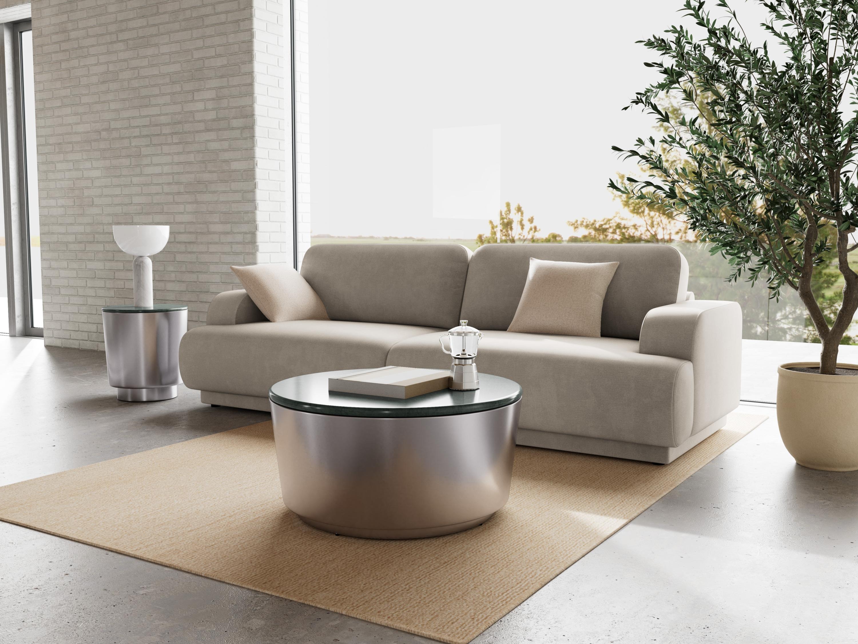 Table basse Norsica 1084 (Argent + Marbre vert)