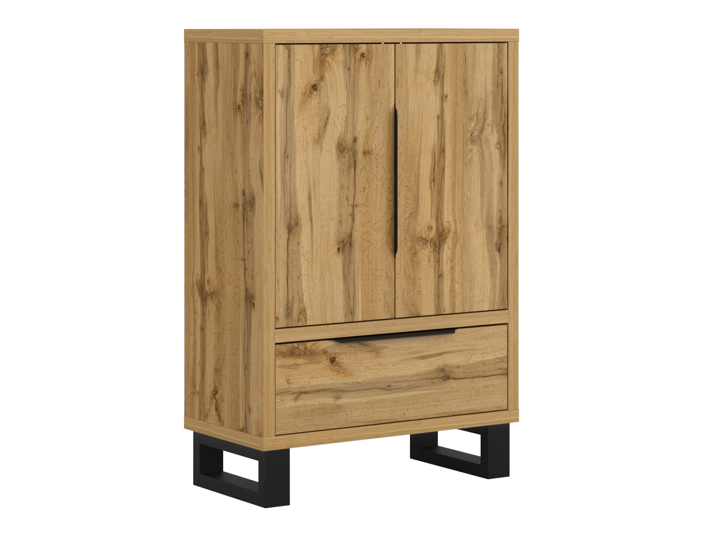 Commode Avicavu 128 (Chêne wotan + Noir)