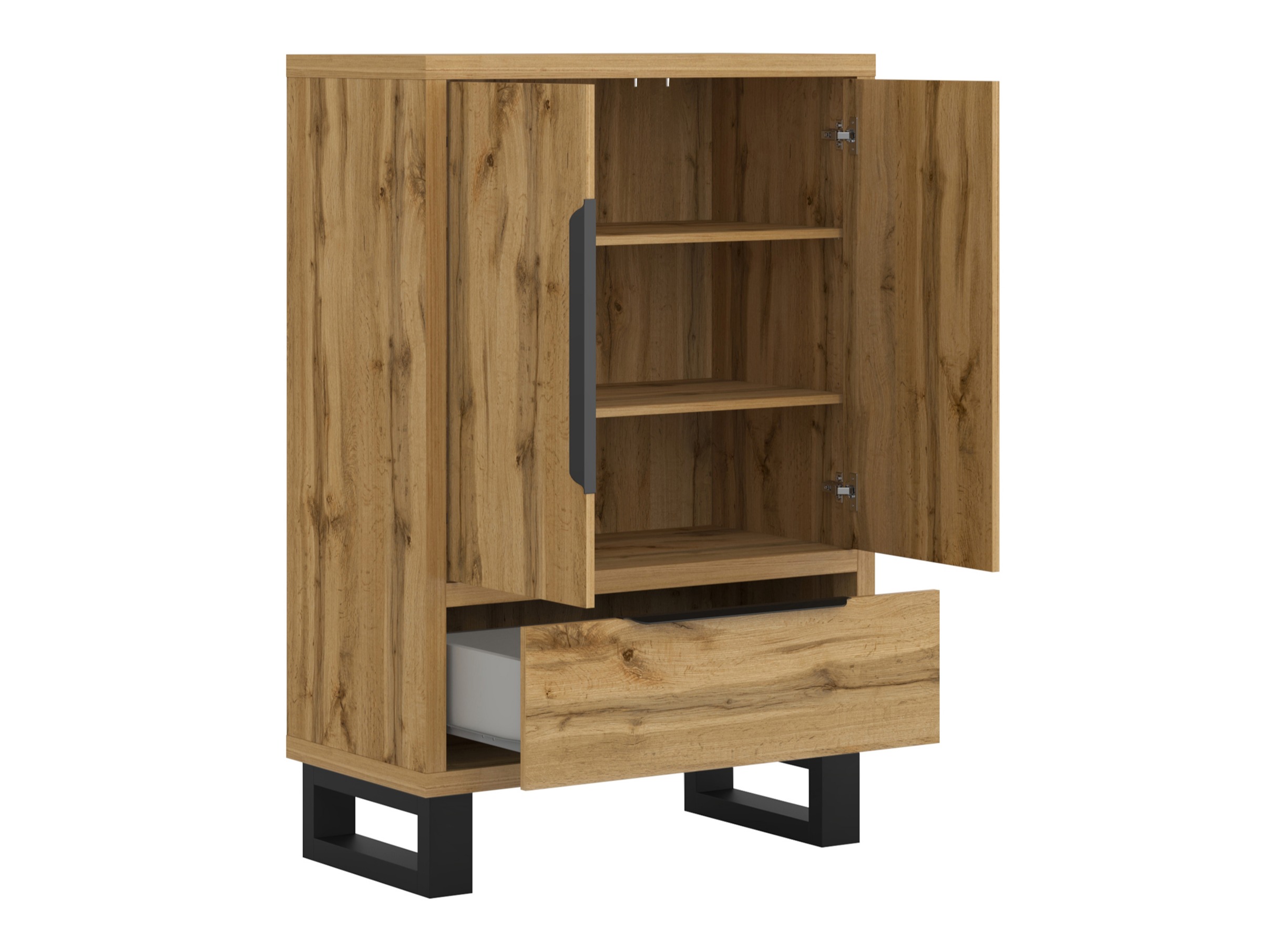 Commode Avicavu 128 (Chêne wotan + Noir)