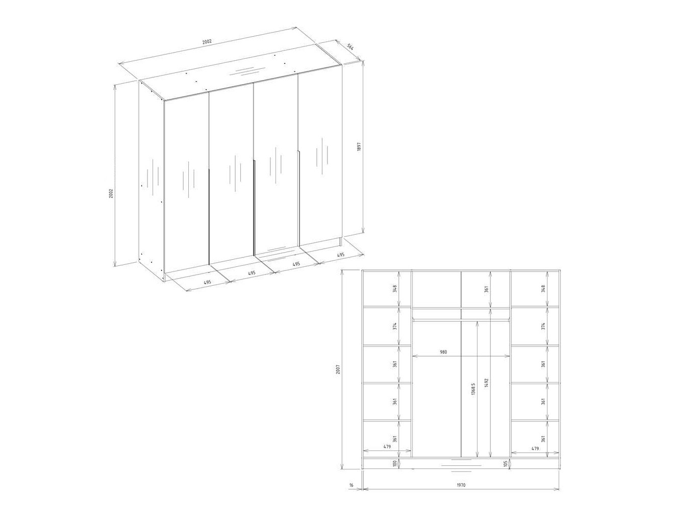 Armoire Mandeville 370 (Blanc + Noir)