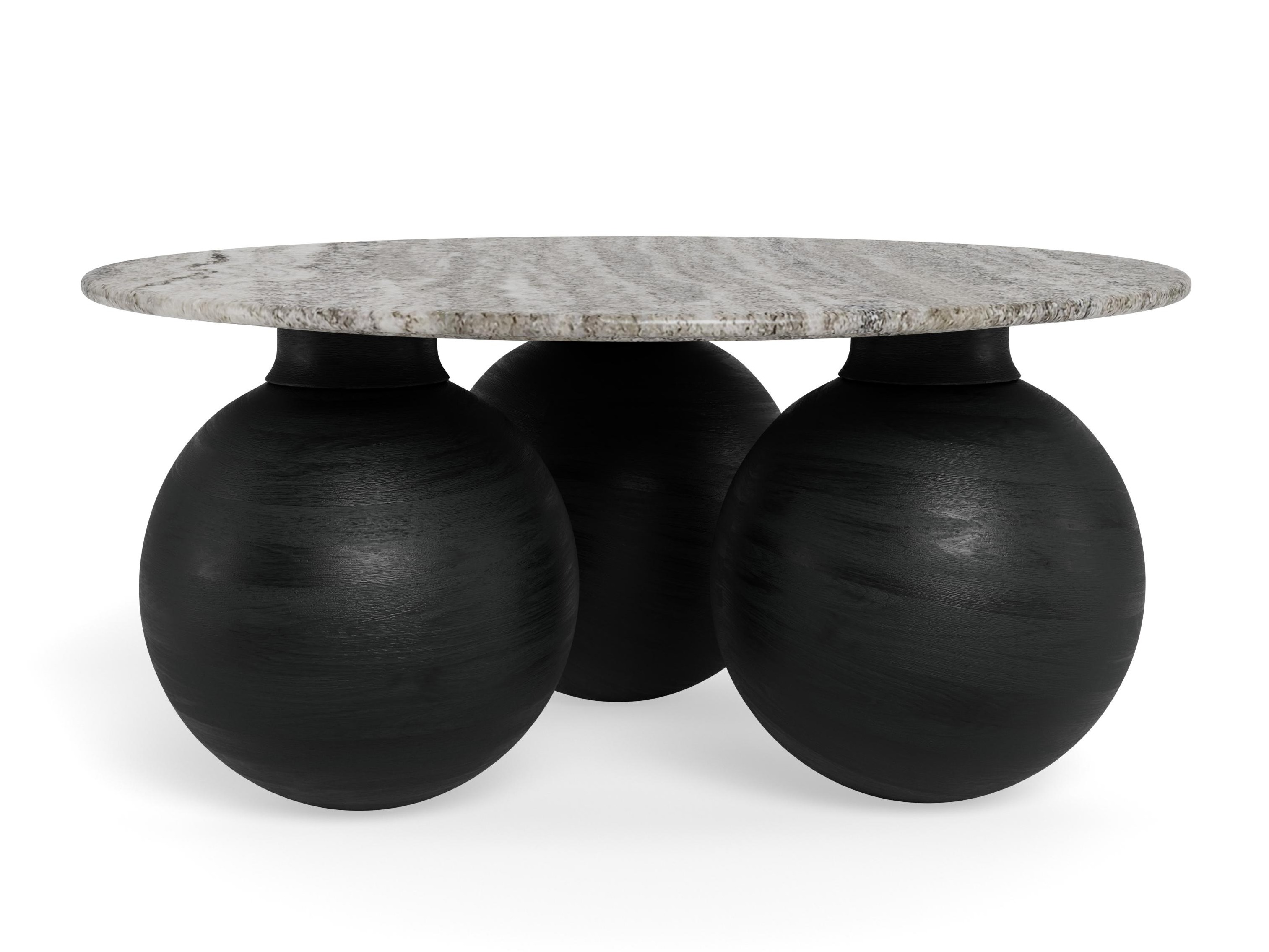 Table basse Norsica 1082 (Noir + Marbre gris)
