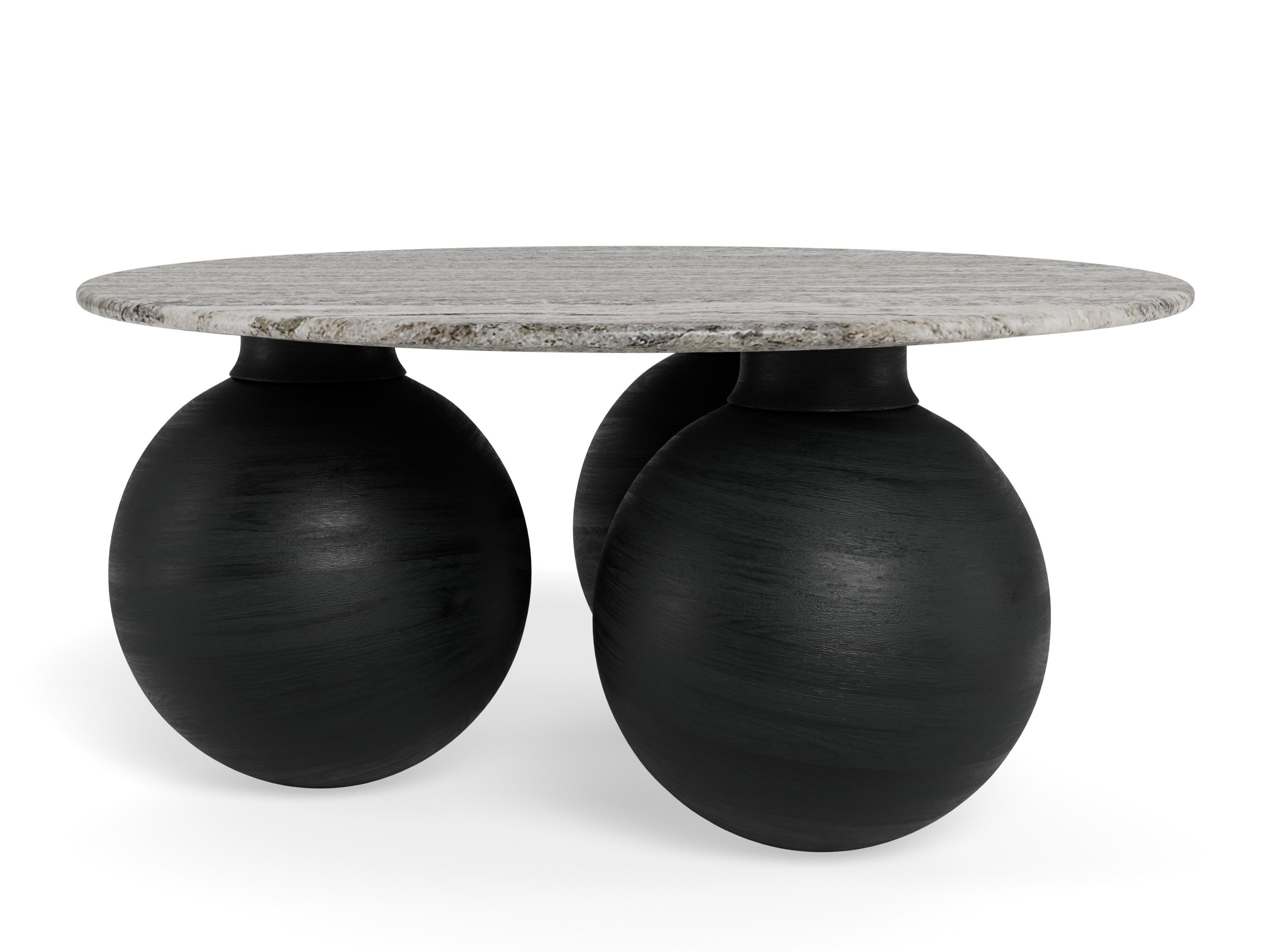 Table basse Norsica 1082 (Noir + Marbre gris)