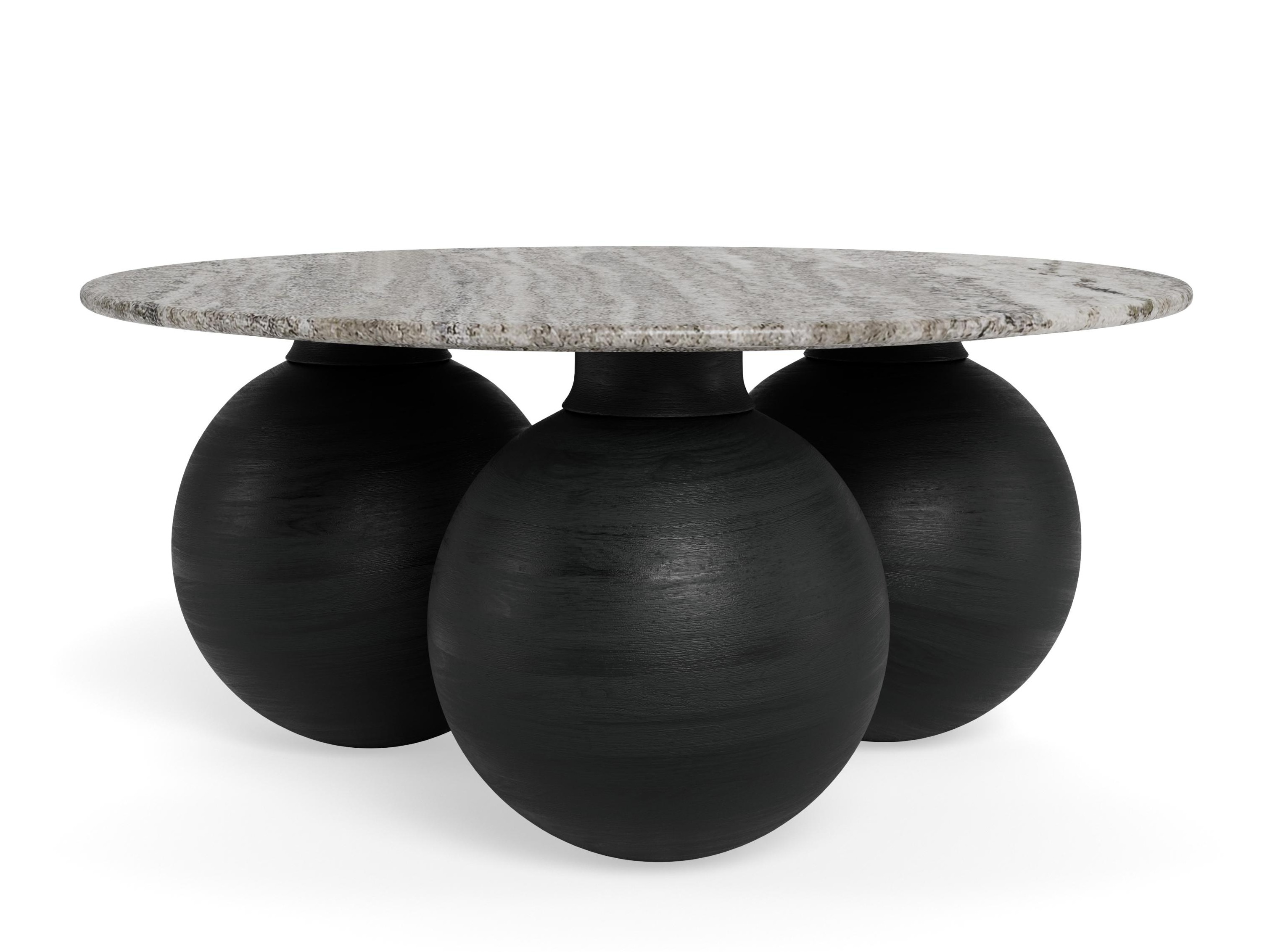 Table basse Norsica 1082 (Noir + Marbre gris)