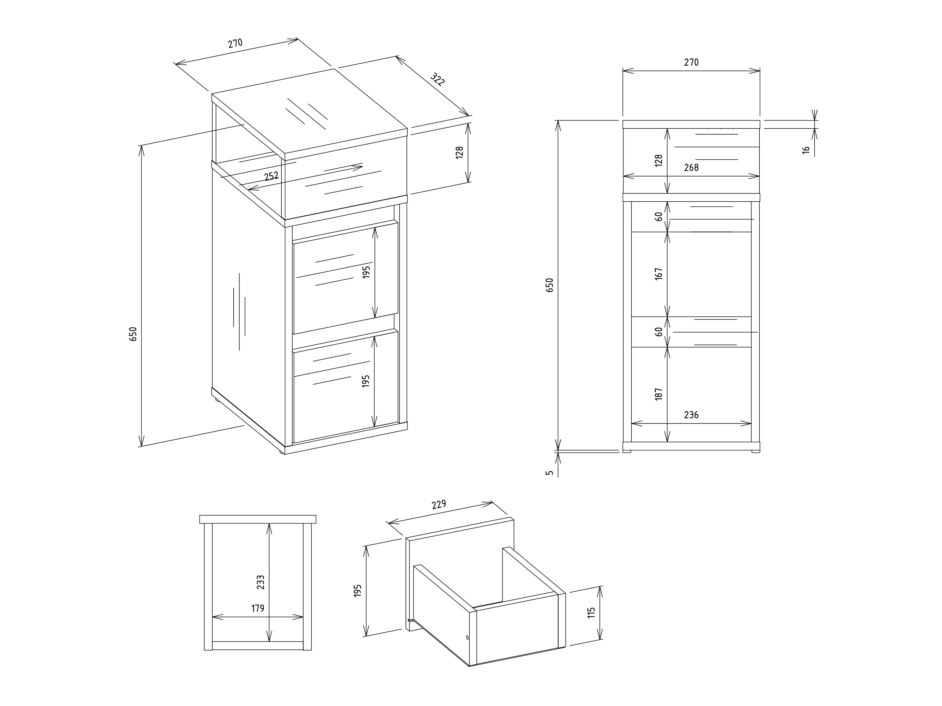 Table de chevet Mandeville 373 (Blanc)