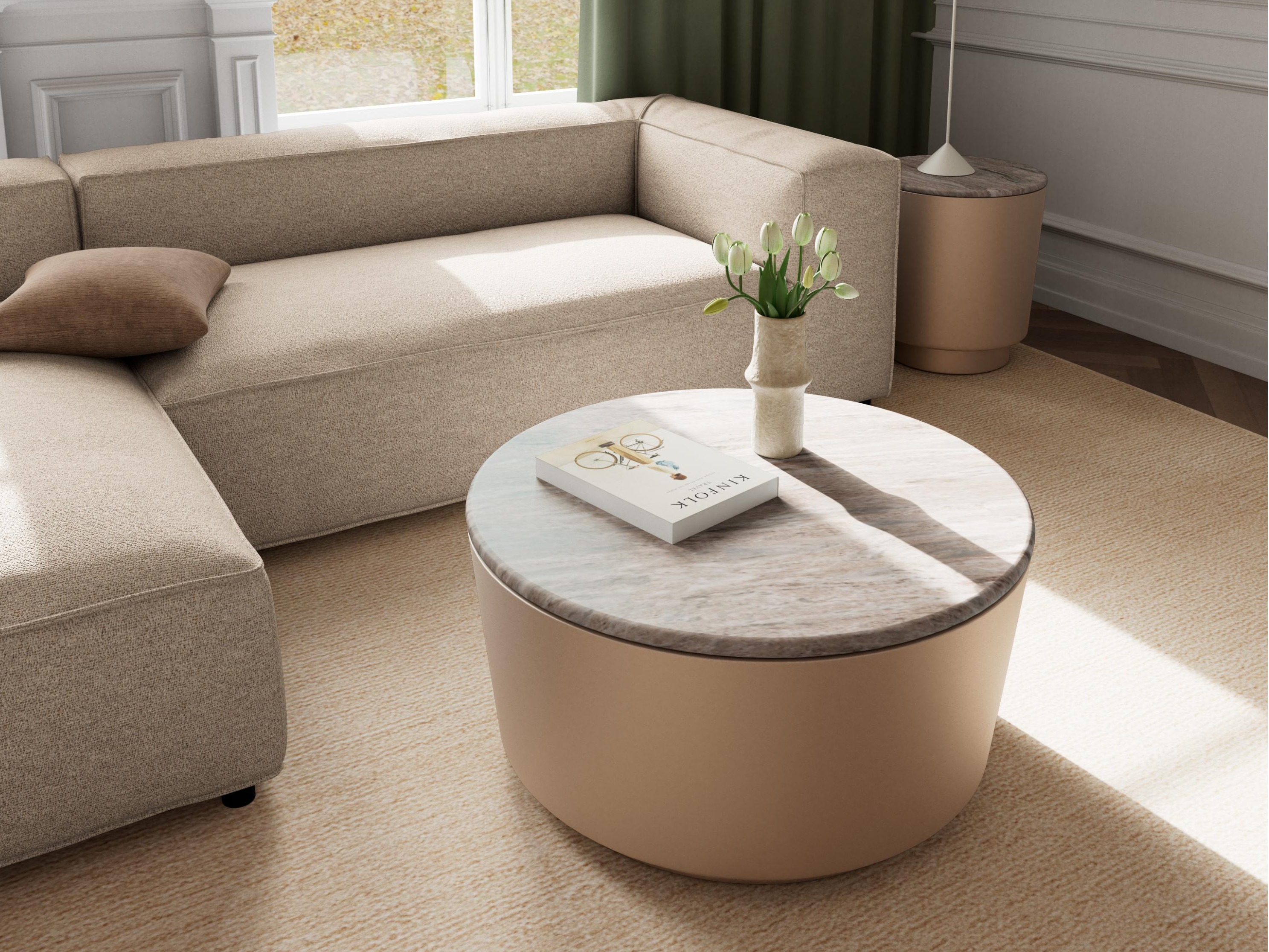Table basse Norsica 1084 (Gris clair + Marbre gris)