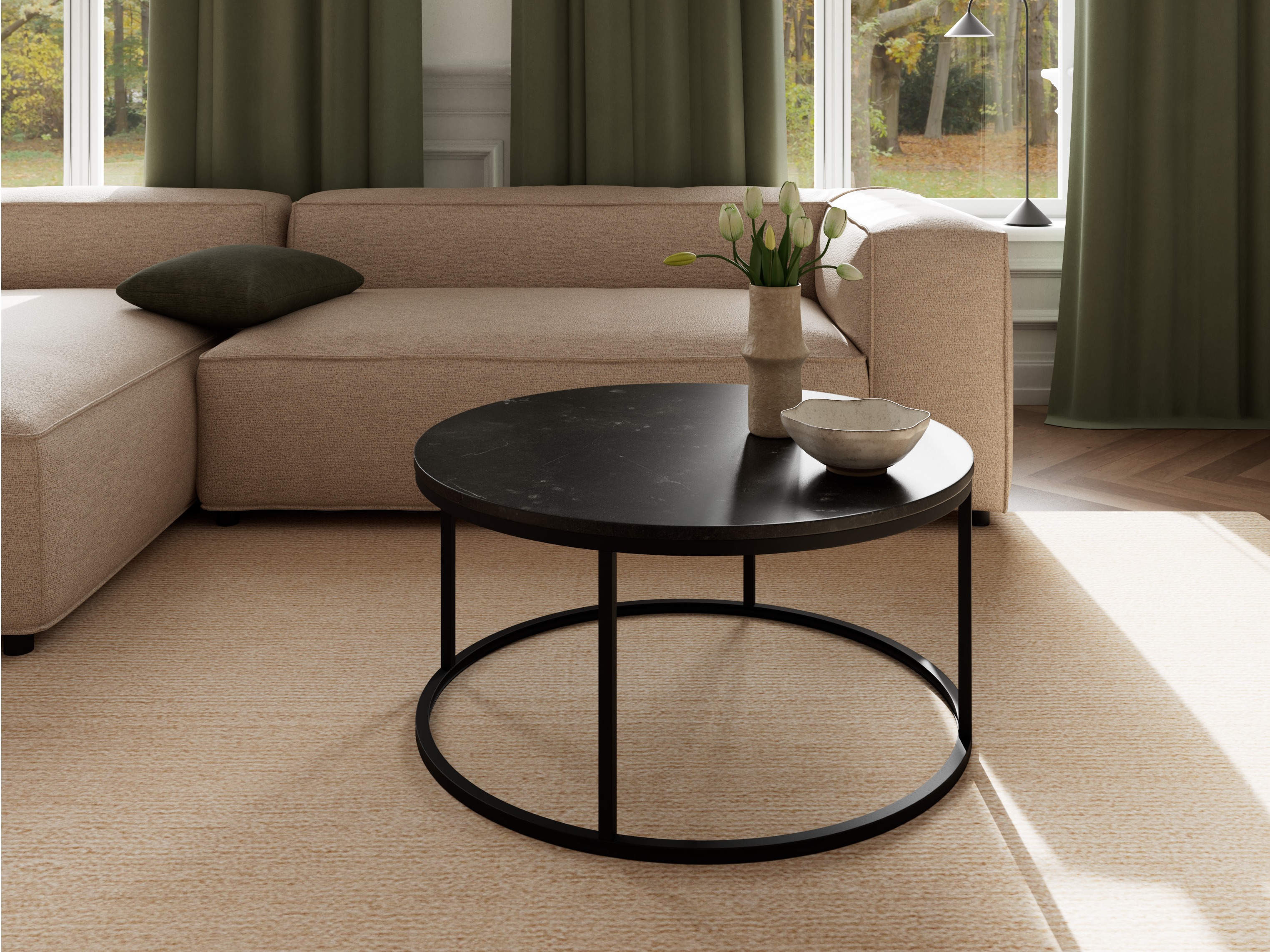 Table basse Norsica 692 (Noir + Marbre noir)