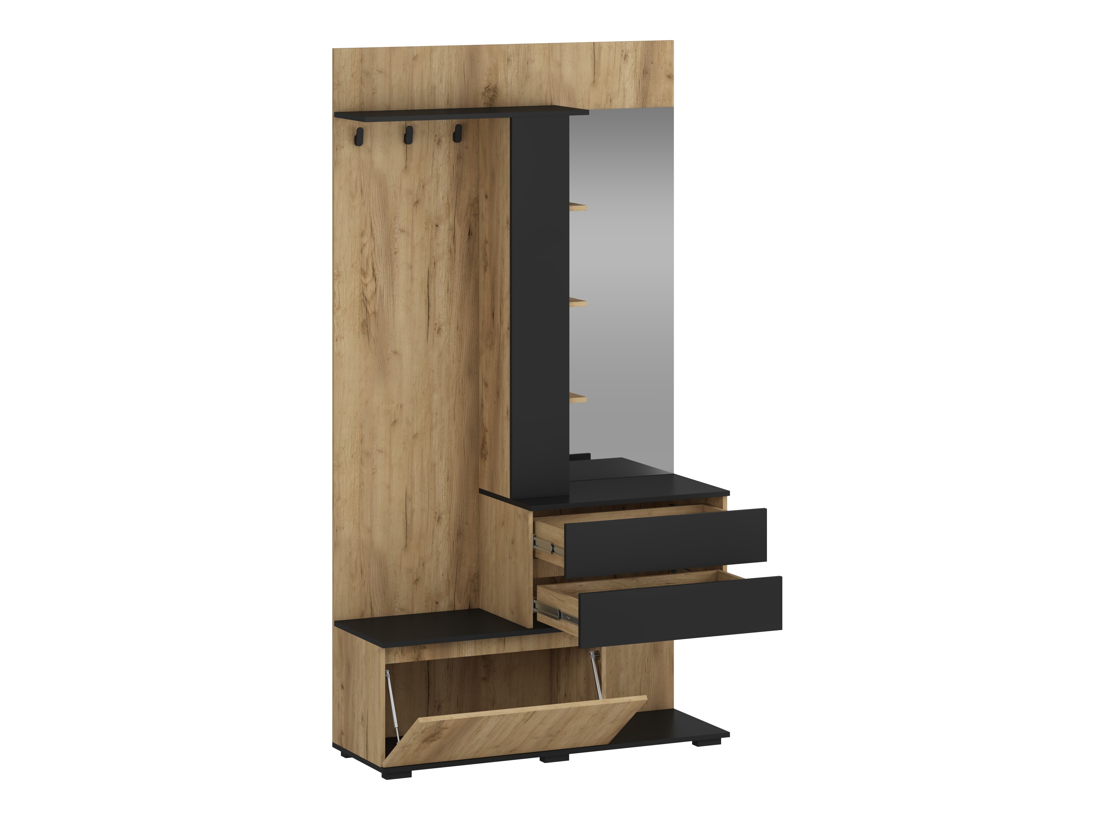 Meuble d'entrée Houston 2123 (Chêne doré + Noir)