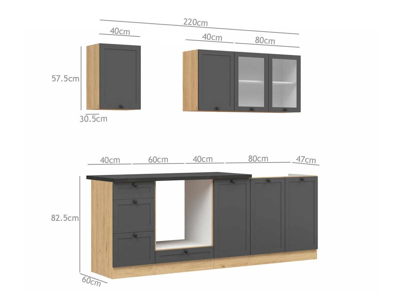 Cuisine complète modulaire Classic Grey Oak 117