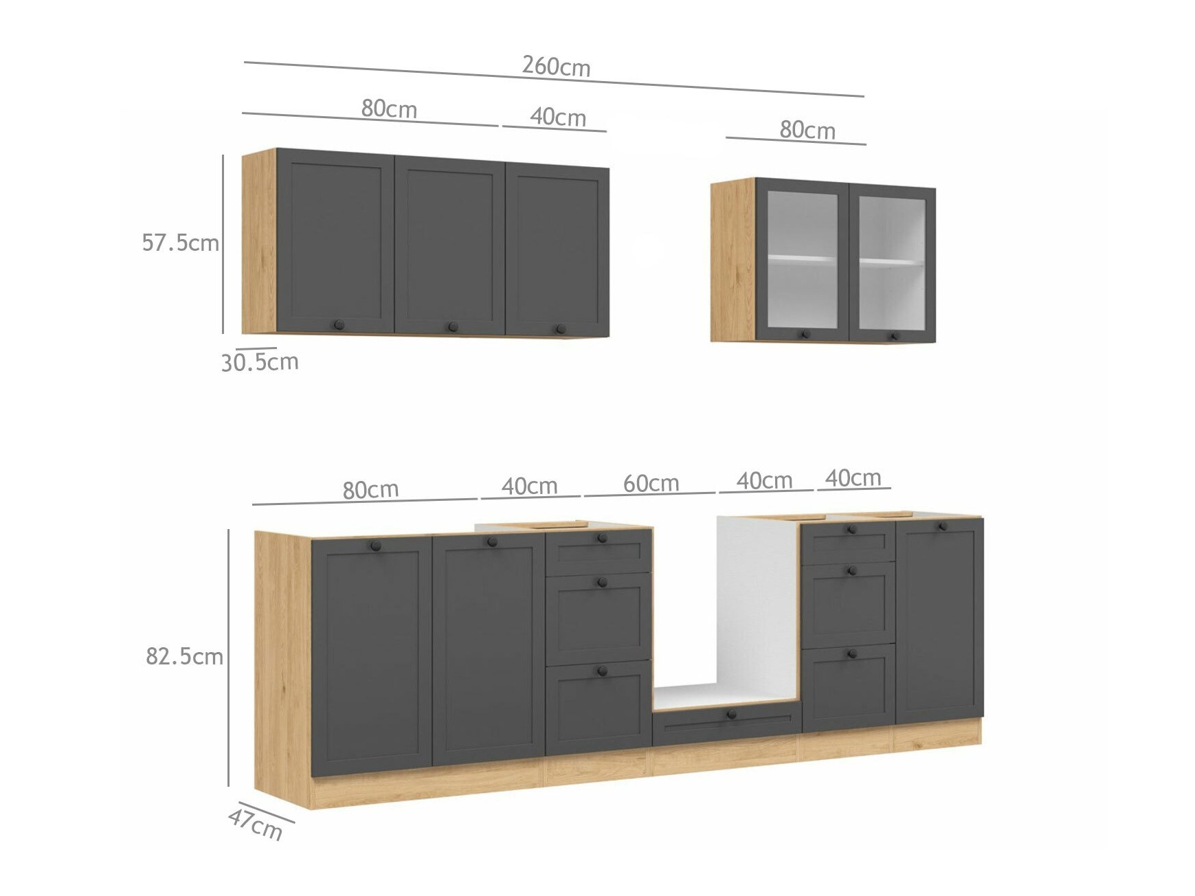 Cuisine complète modulaire Classic Grey Oak 118