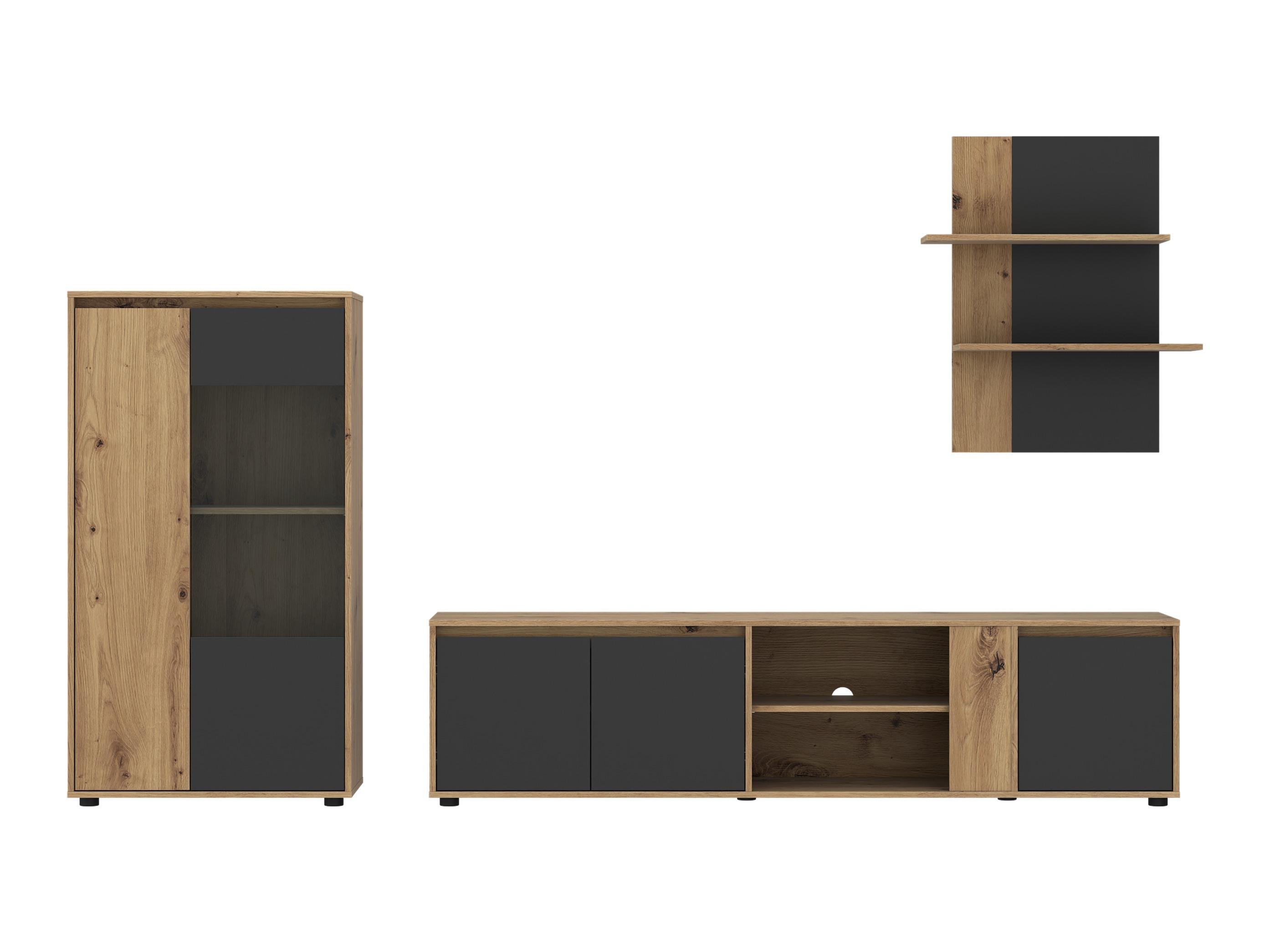 Ensemble de salon Ontario 226 (Anthracite + Chêne Artisan)