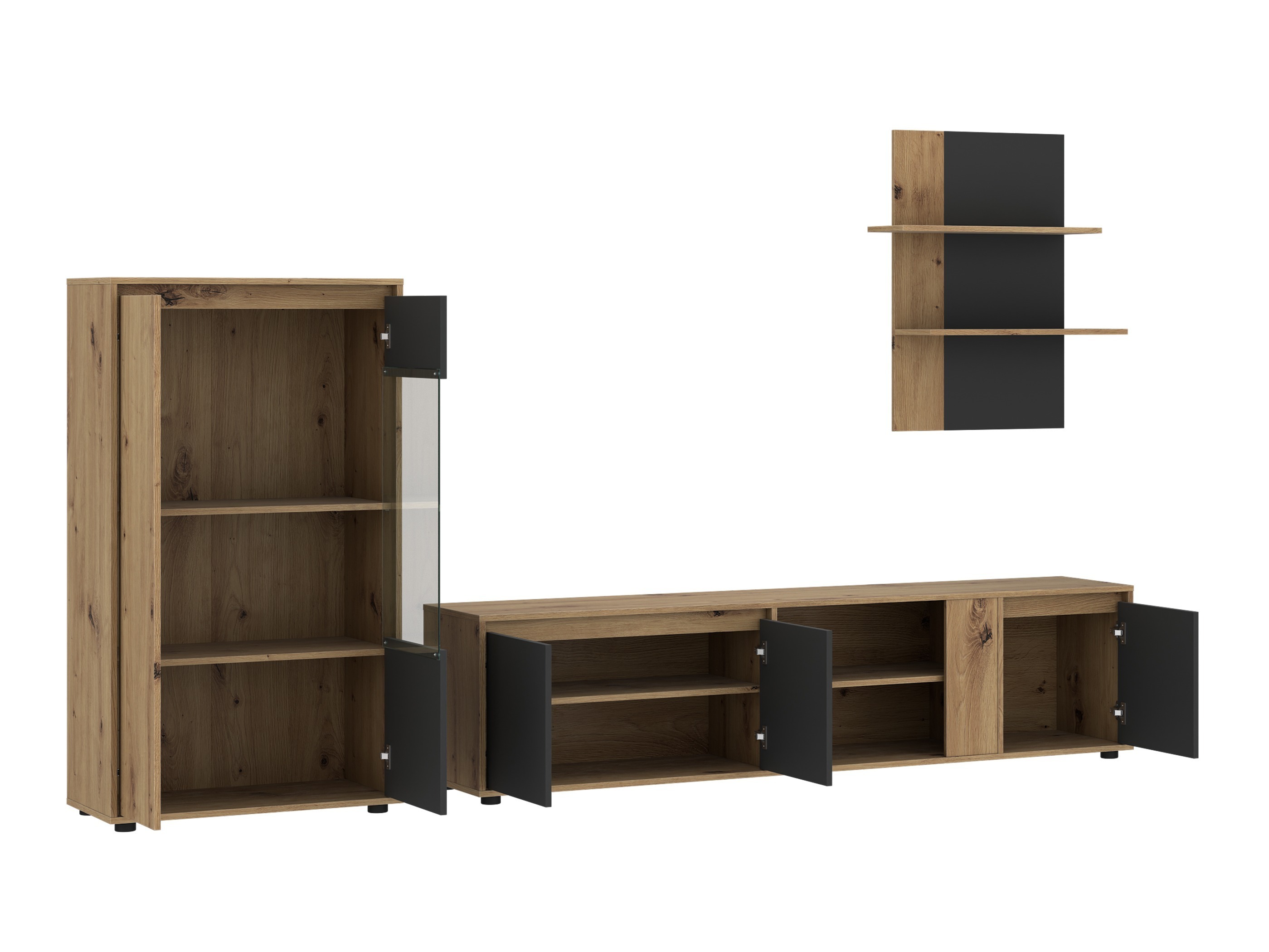 Ensemble de salon Torcavi 106 (Anthracite + Chêne Artisan)