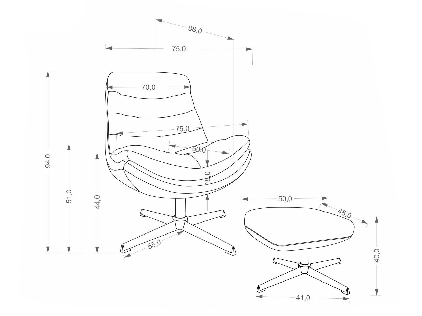 Fauteuil Houston 2134 (Gris)