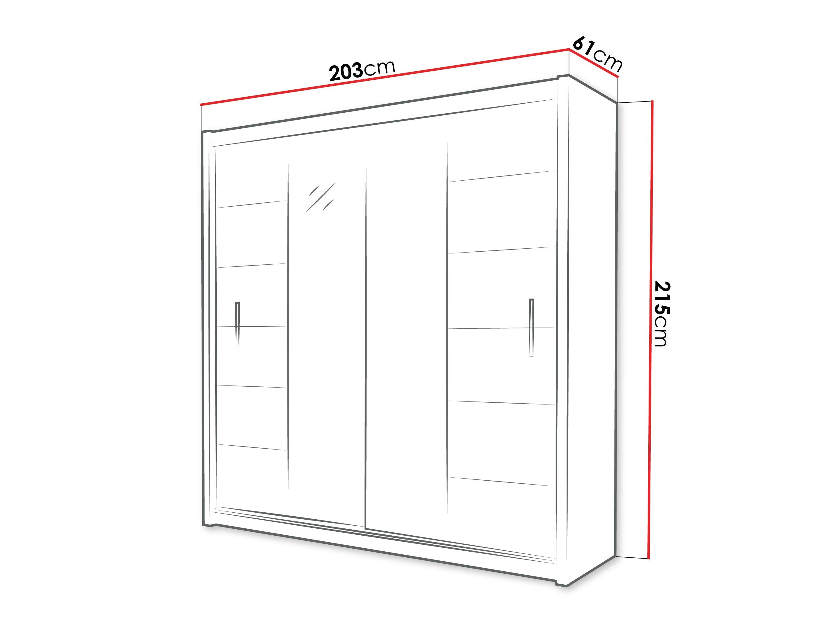 Armoire Honolulu 193 (Blanc + miroir)