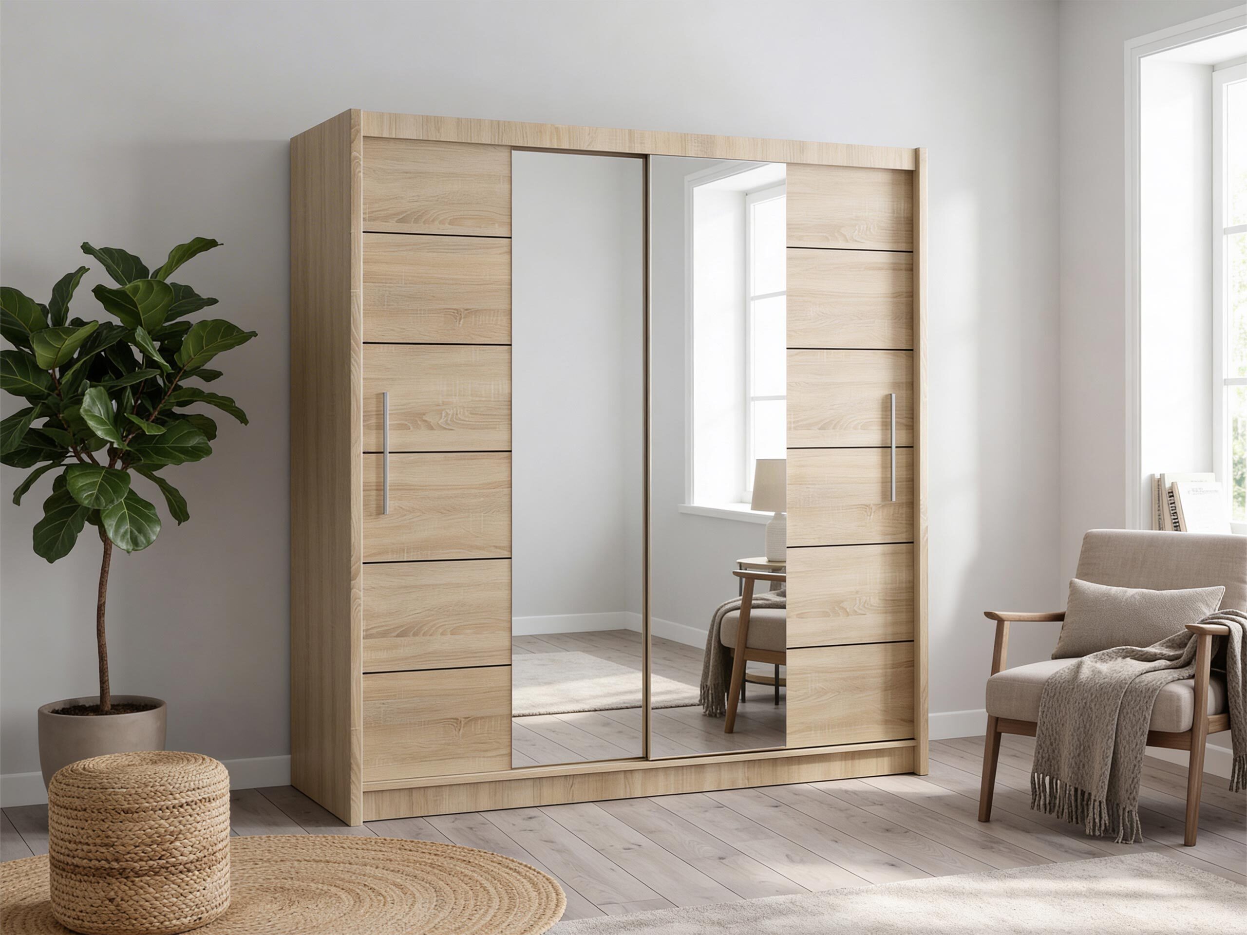 Armoire Honolulu 193 (Sonoma chêne + miroir teinté)