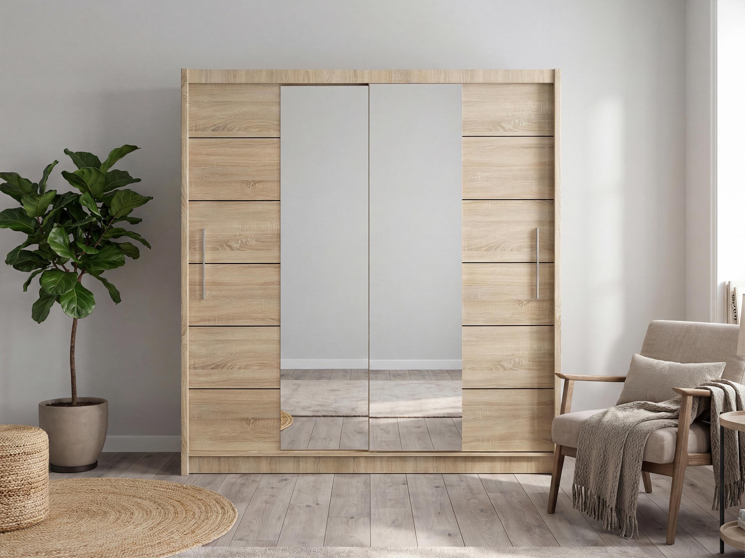 Armoire Honolulu 193 (Sonoma chêne + miroir teinté)