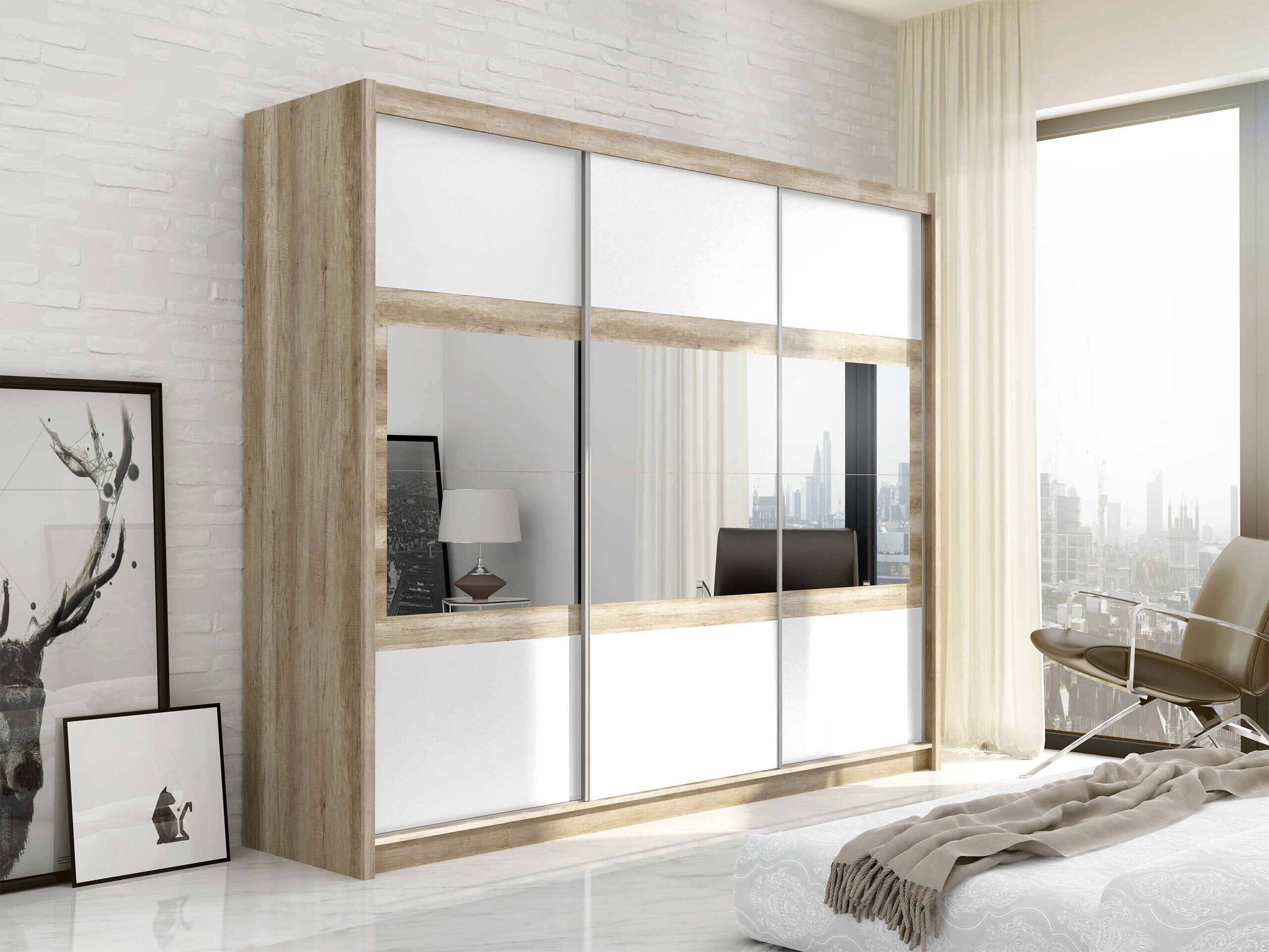 Armoire Honolulu 109 (Blanc + Canyon chêne)
