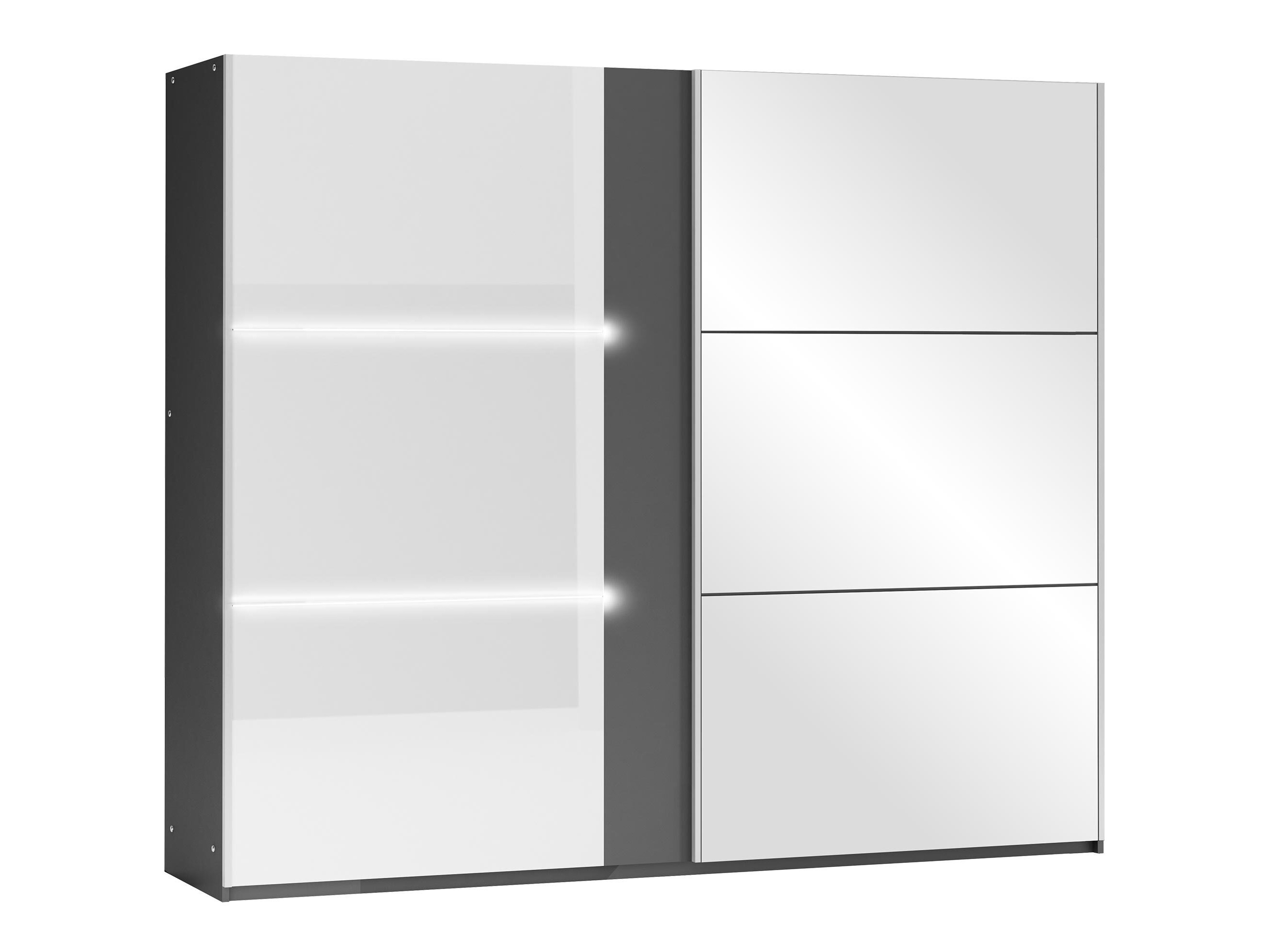 Armoire Honolulu 122 (Graphite + Blanc brillant)