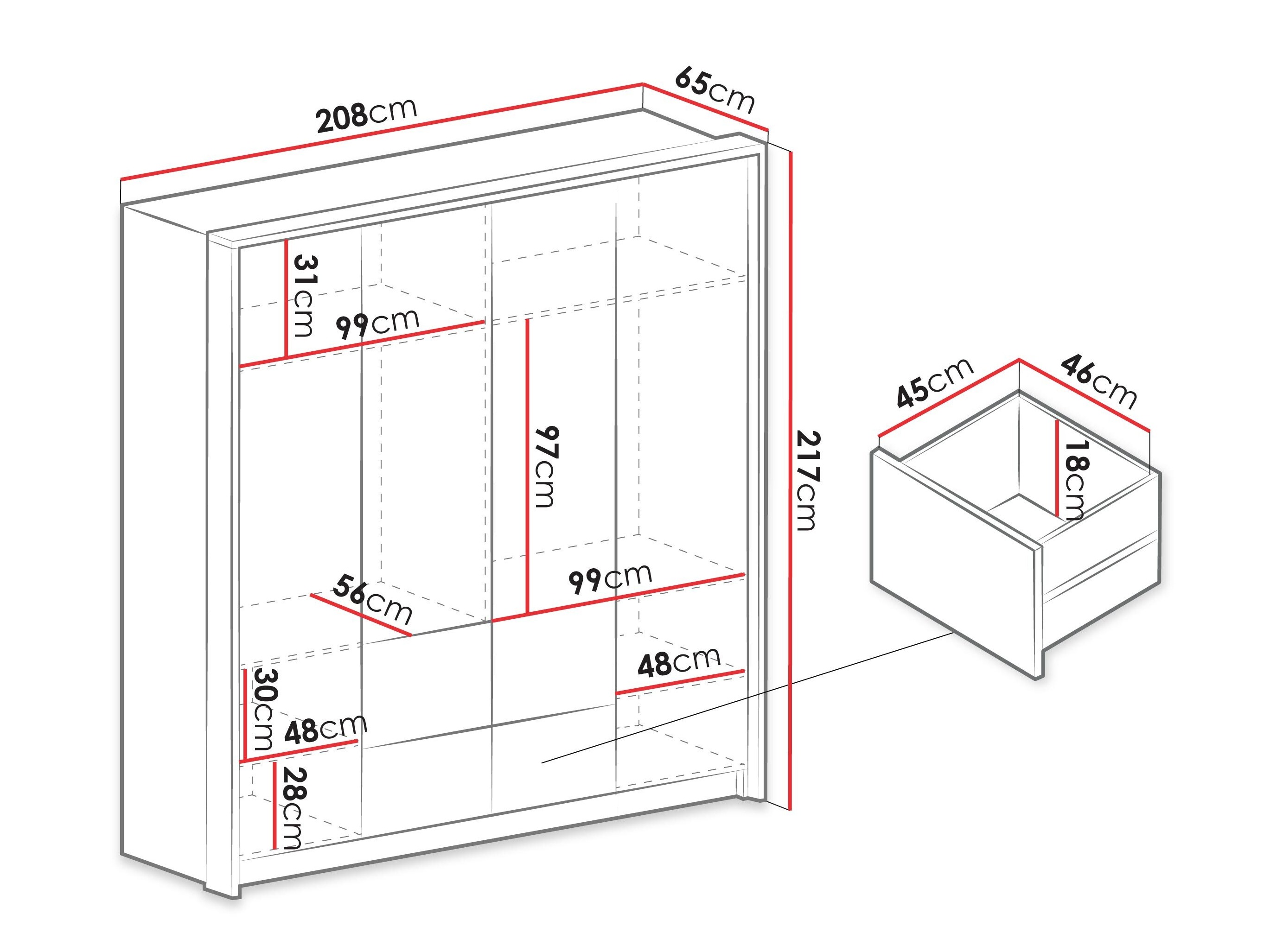 Armoire Honolulu 139 (Blanc)