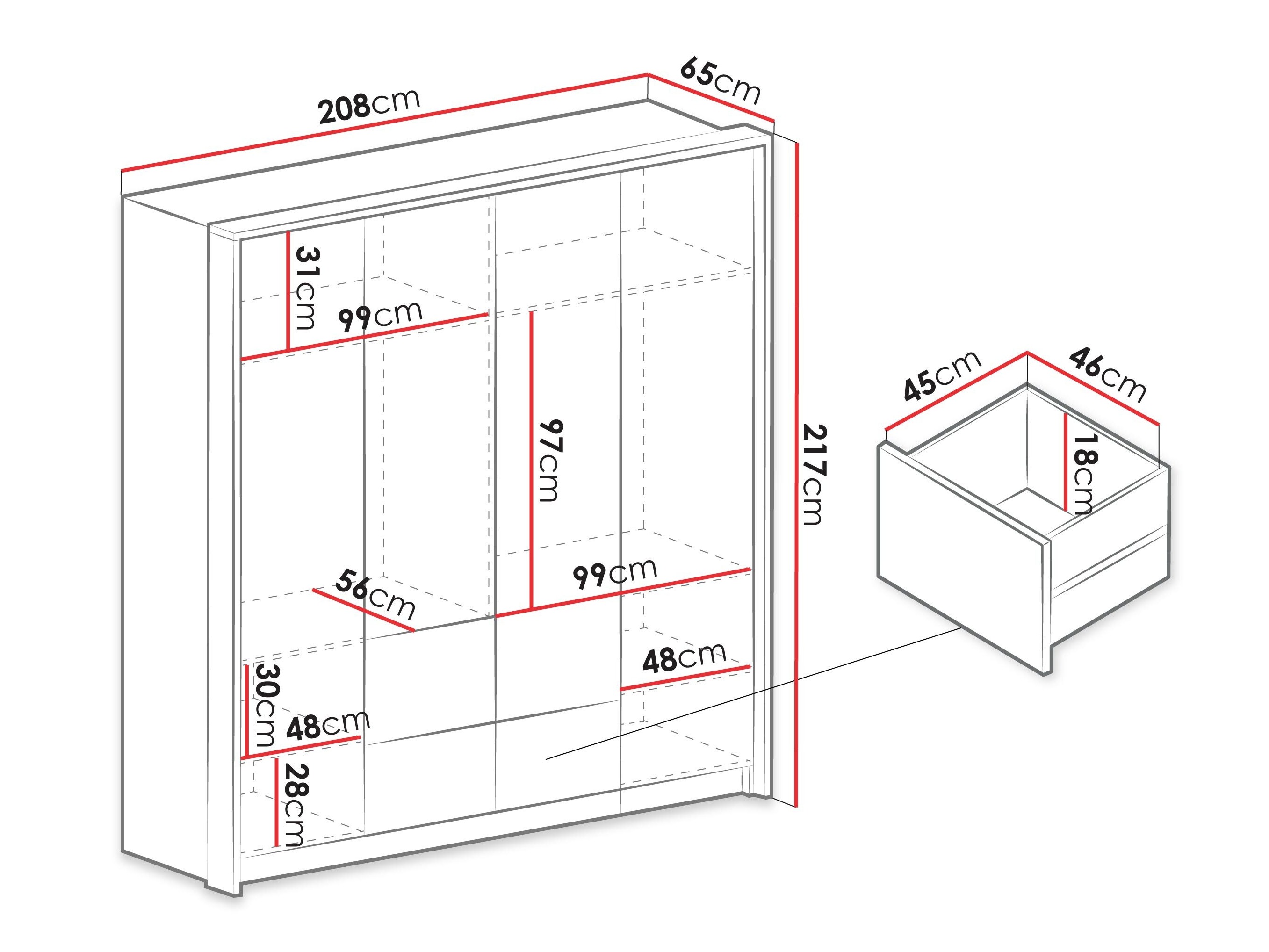 Armoire Honolulu 139 (Graphite)
