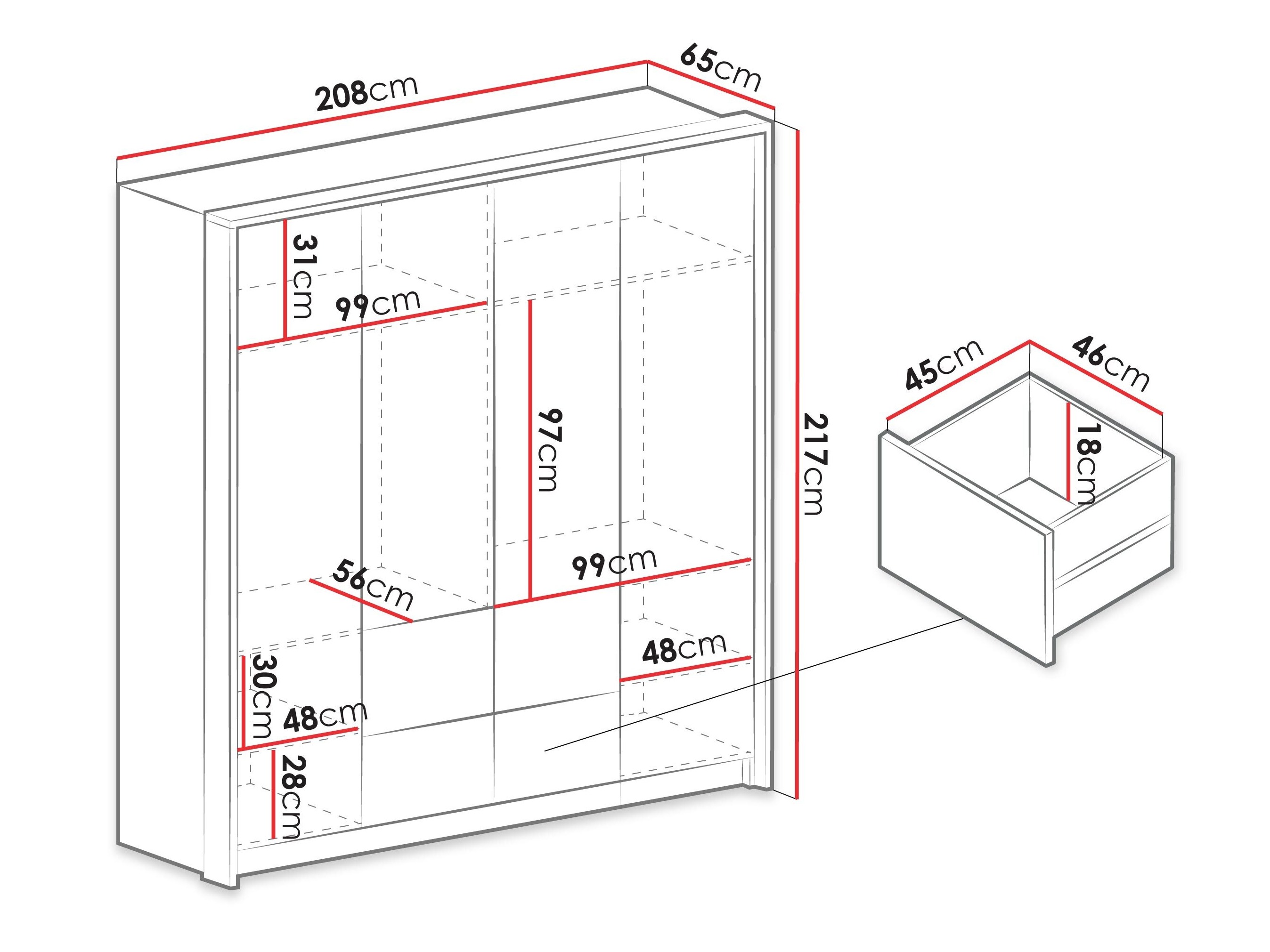 Armoire Honolulu 139 (Gris)