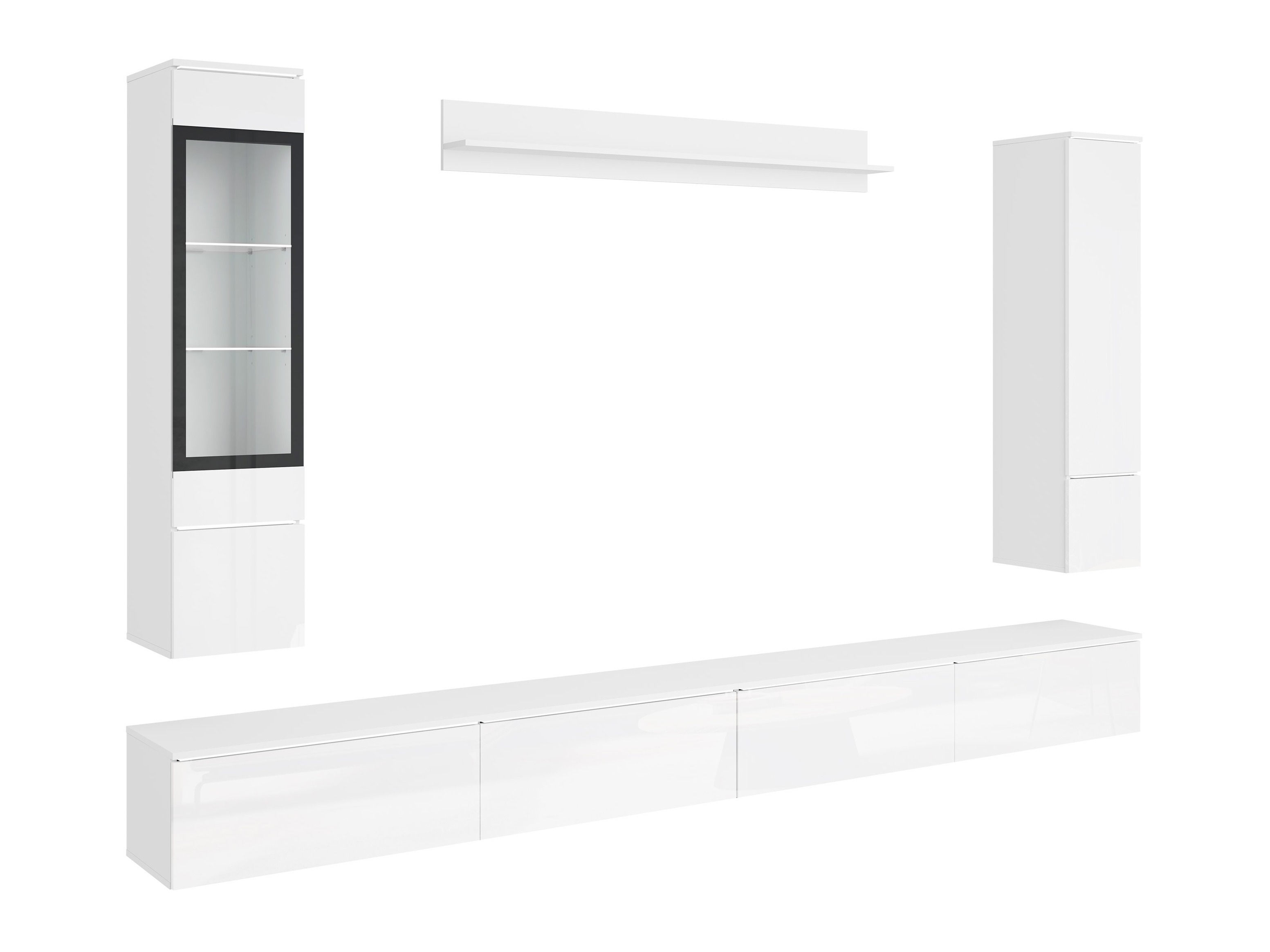 Ensemble de salon Mirfivo 110 (Blanc + Blanc brillant)