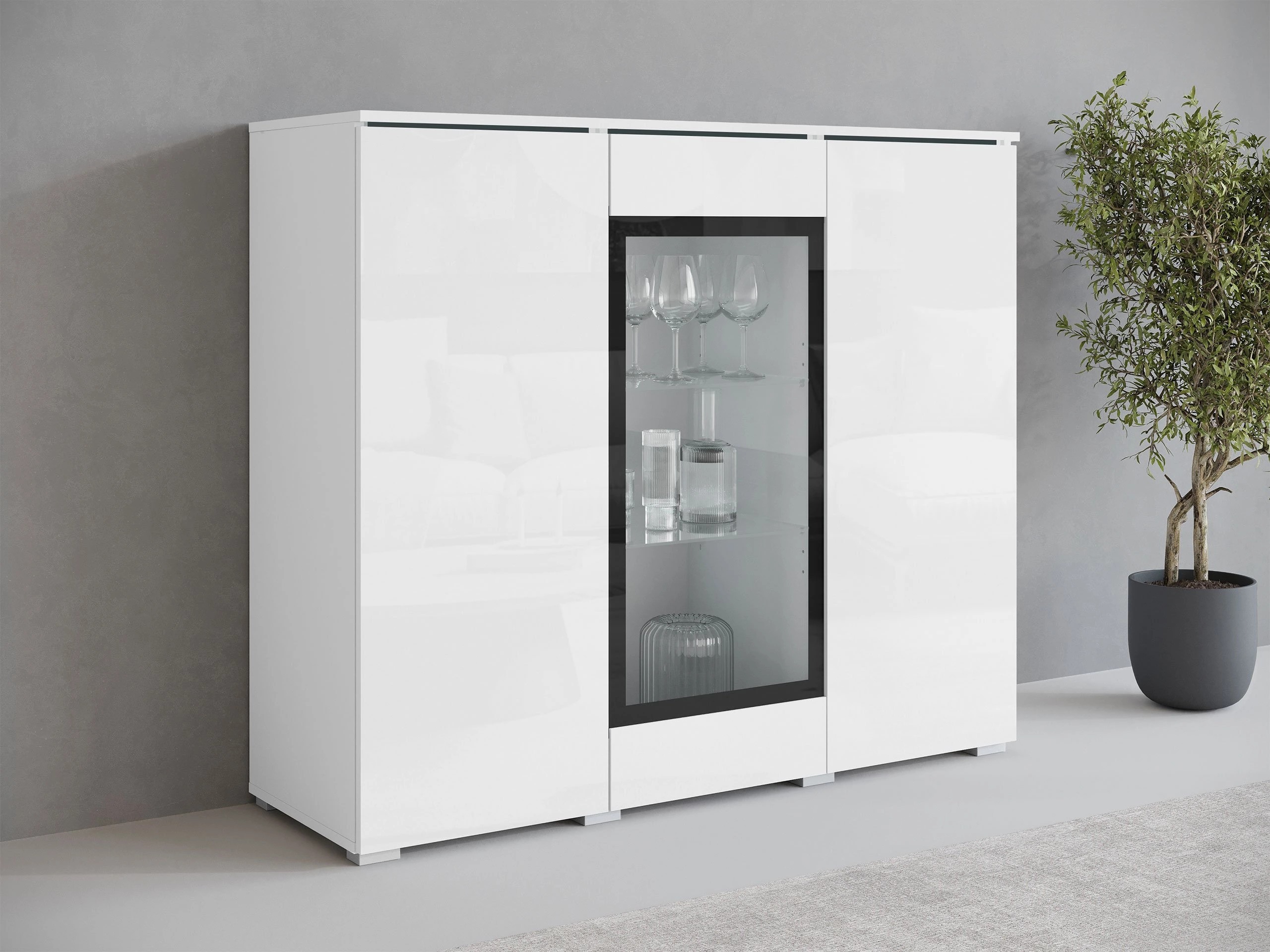 Buffet Mirfivo 103 (Blanc + Blanc brillant)
