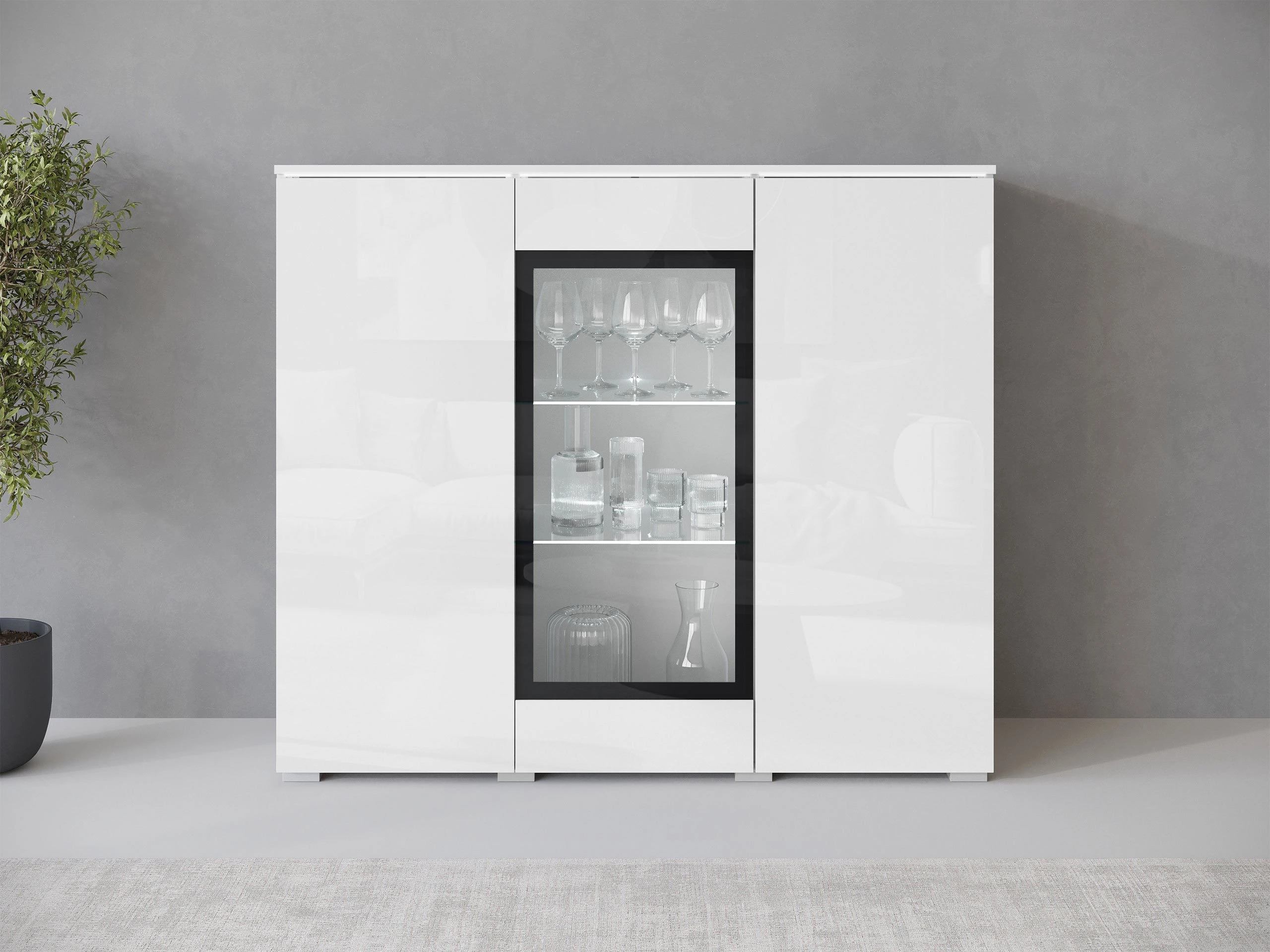 Buffet Mirfivo 103 (Blanc + Blanc brillant)