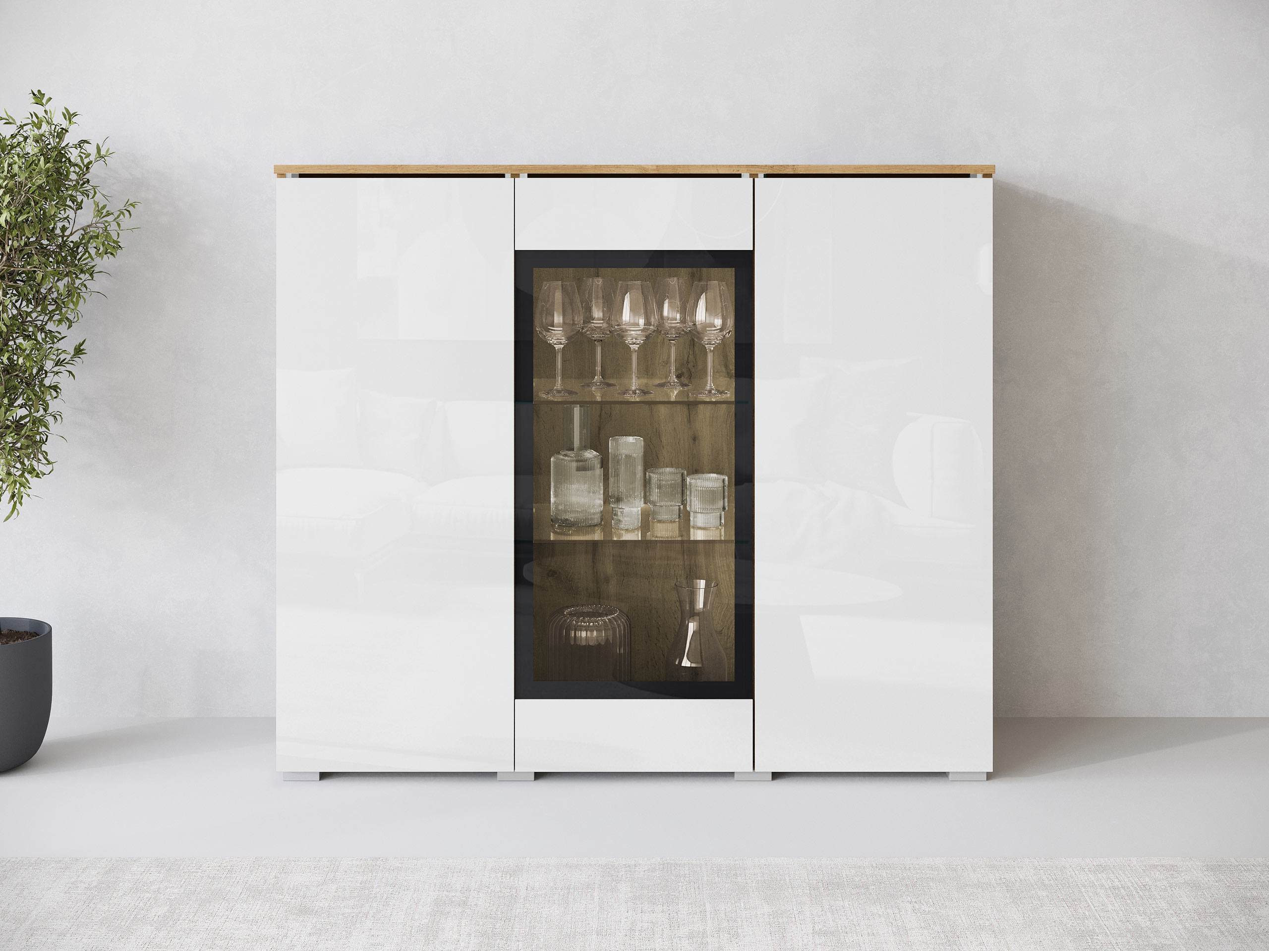 Buffet Mirfivo 103 (Chêne wotan + Blanc brillant)