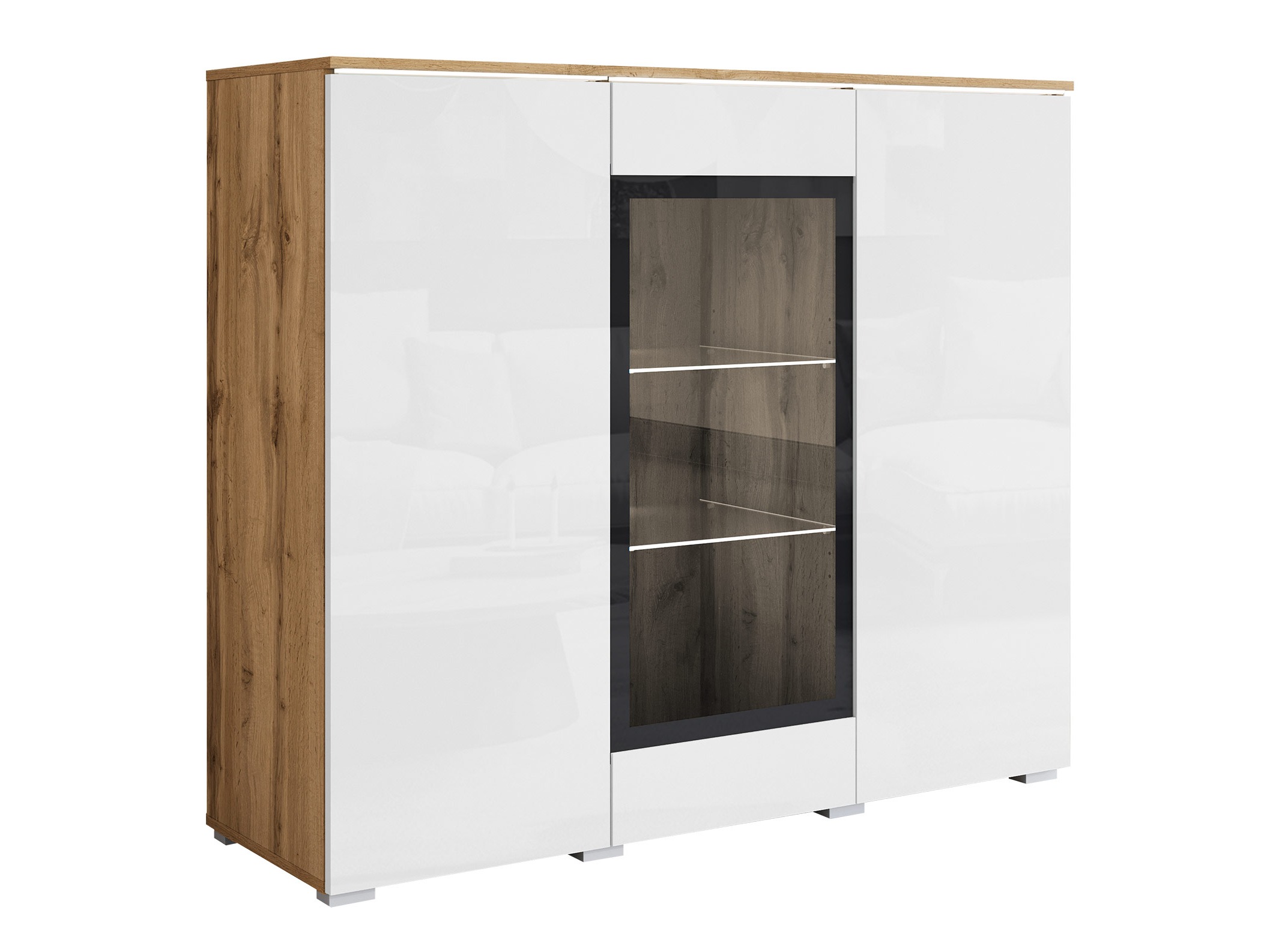 Buffet Mirfivo 103 (Chêne wotan + Blanc brillant)