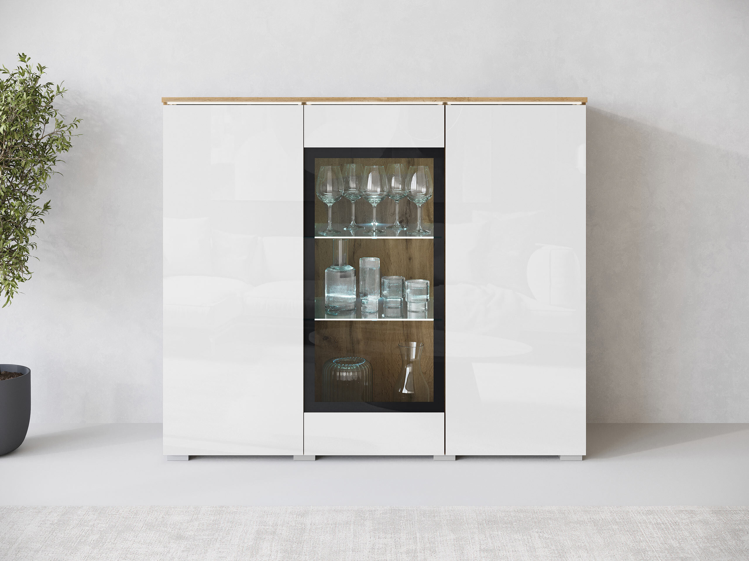 Buffet Mirfivo 103 (Chêne wotan + Blanc brillant)