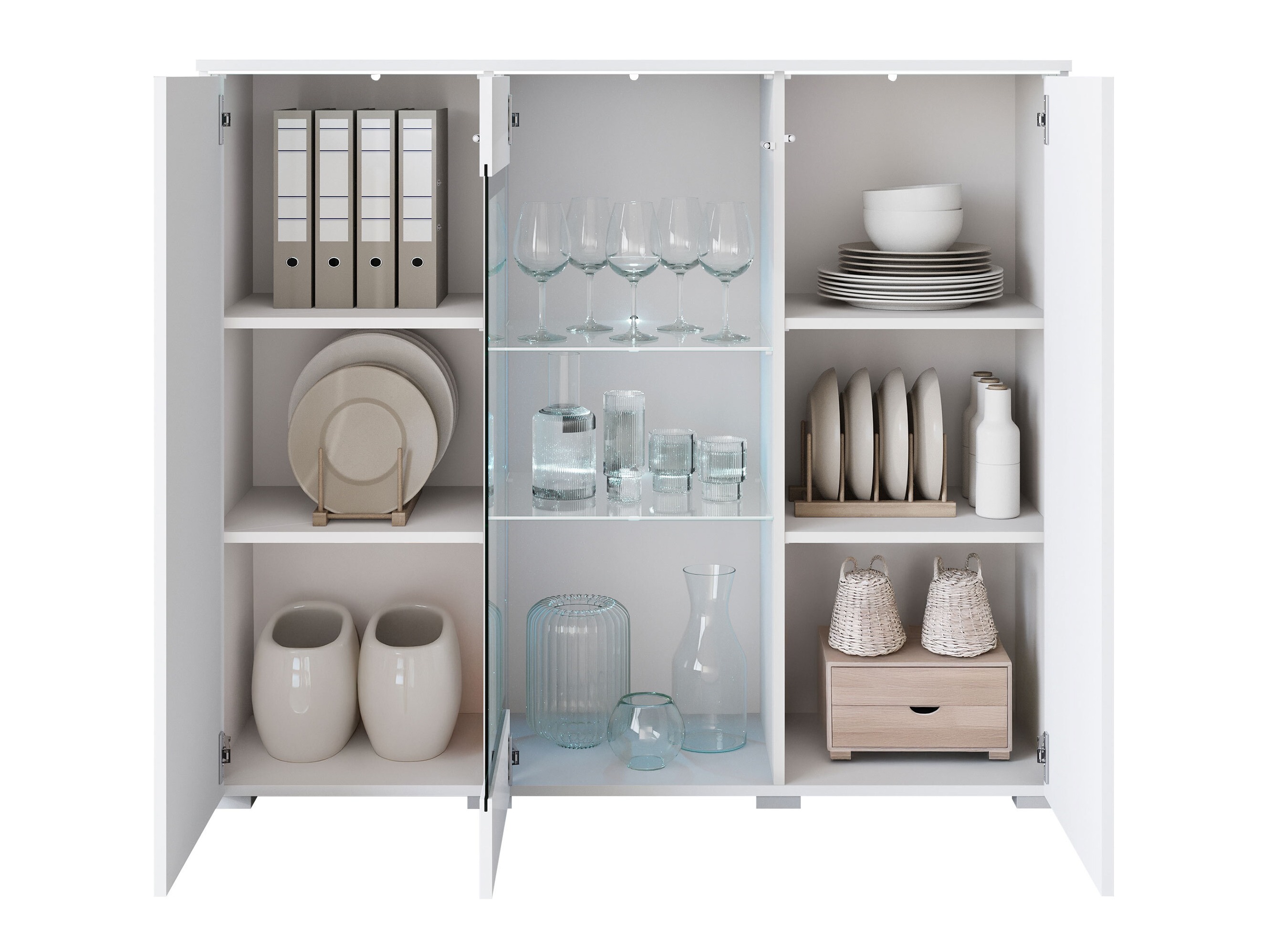 Buffet Mirfivo 103 (Chêne wotan + Blanc brillant)