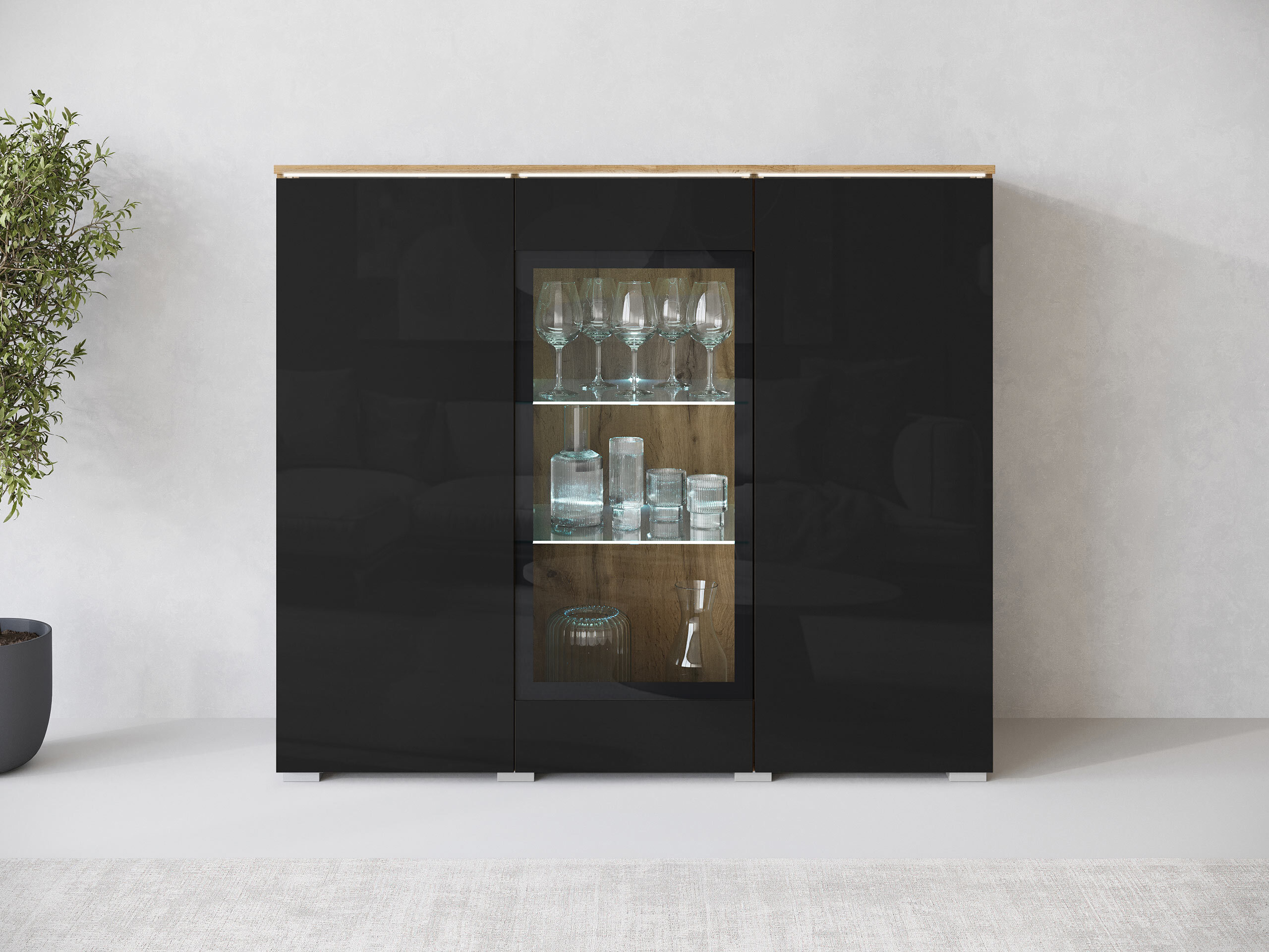 Buffet Mirfivo 103 (Chêne wotan + Noir brillant)