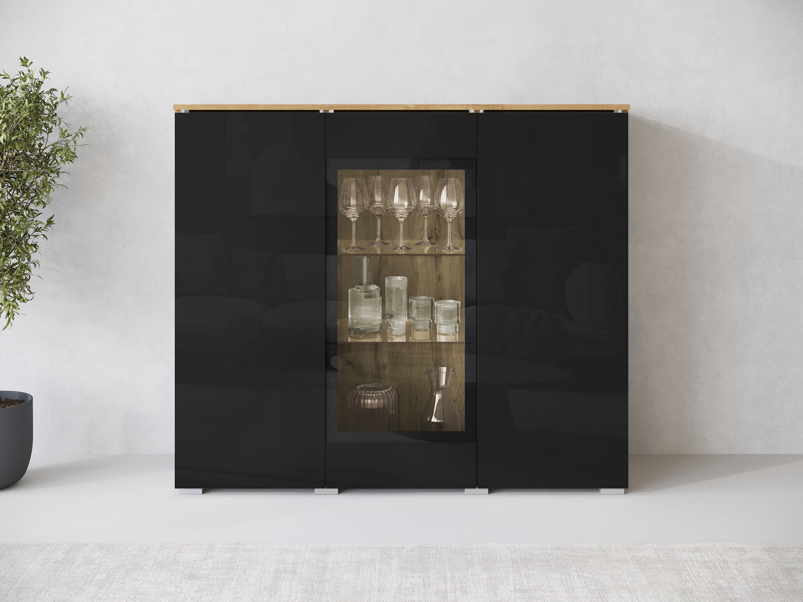 Buffet Mirfivo 103 (Chêne wotan + Noir brillant)