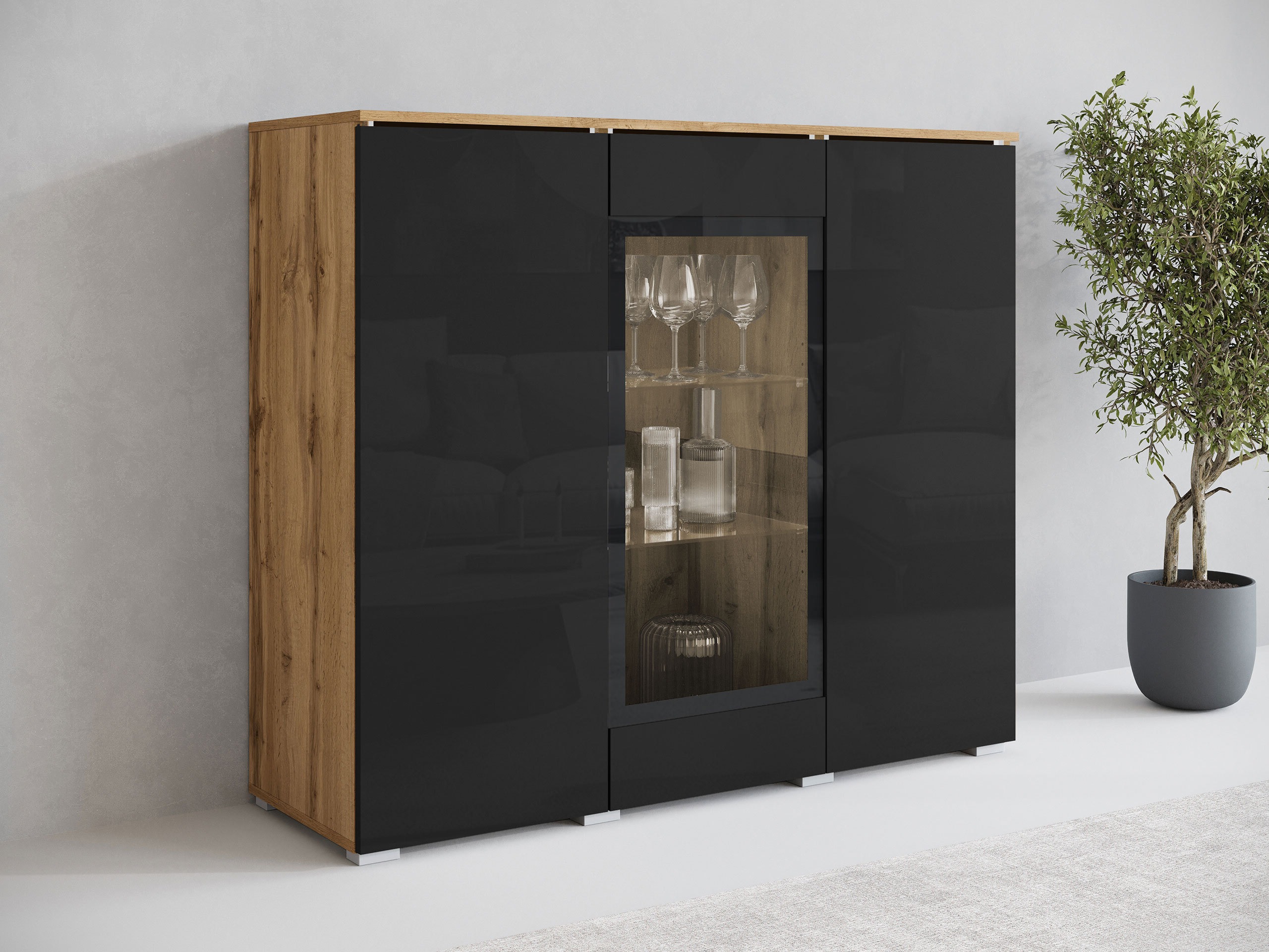 Buffet Mirfivo 103 (Chêne wotan + Noir brillant)