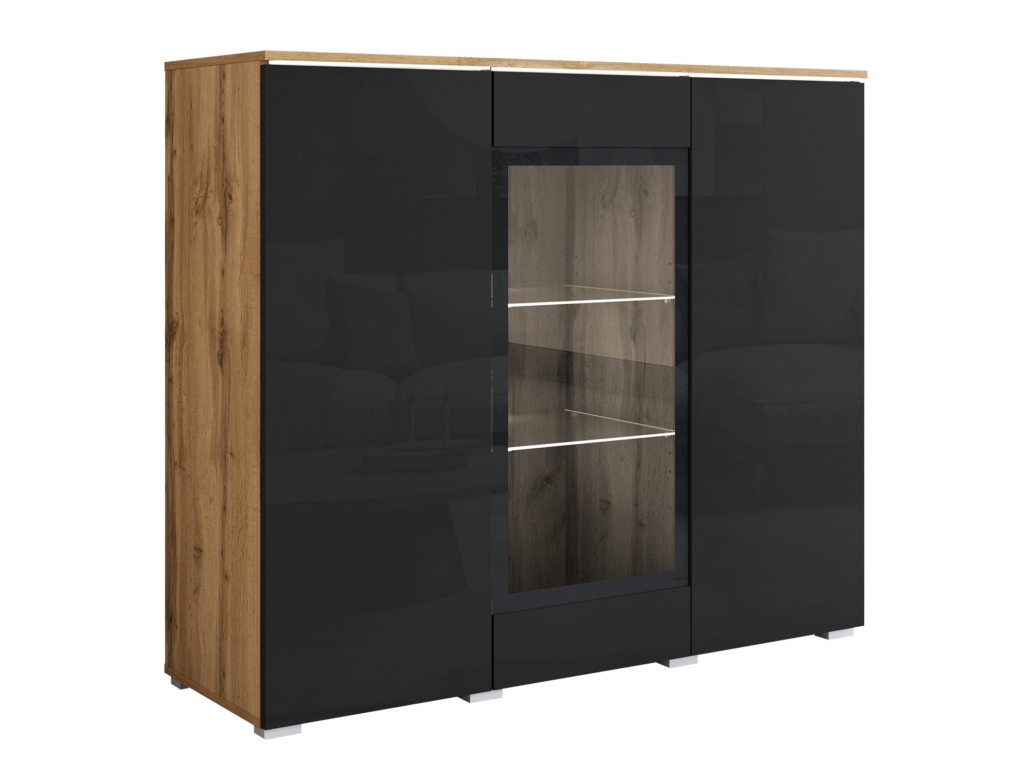 Buffet Mirfivo 103 (Chêne wotan + Noir brillant)