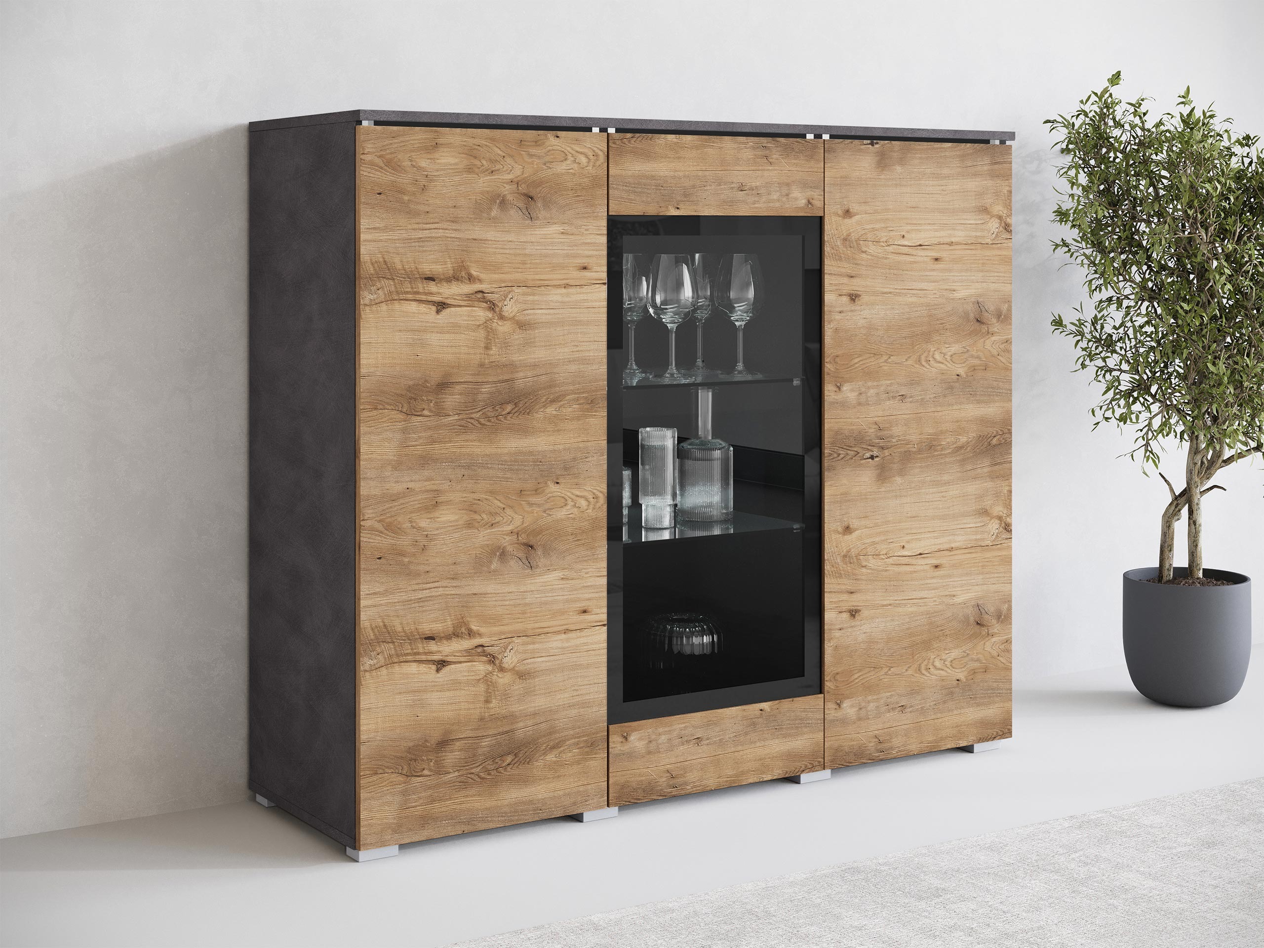 Buffet Mirfivo 103 (Matera gris + Châtaigne)