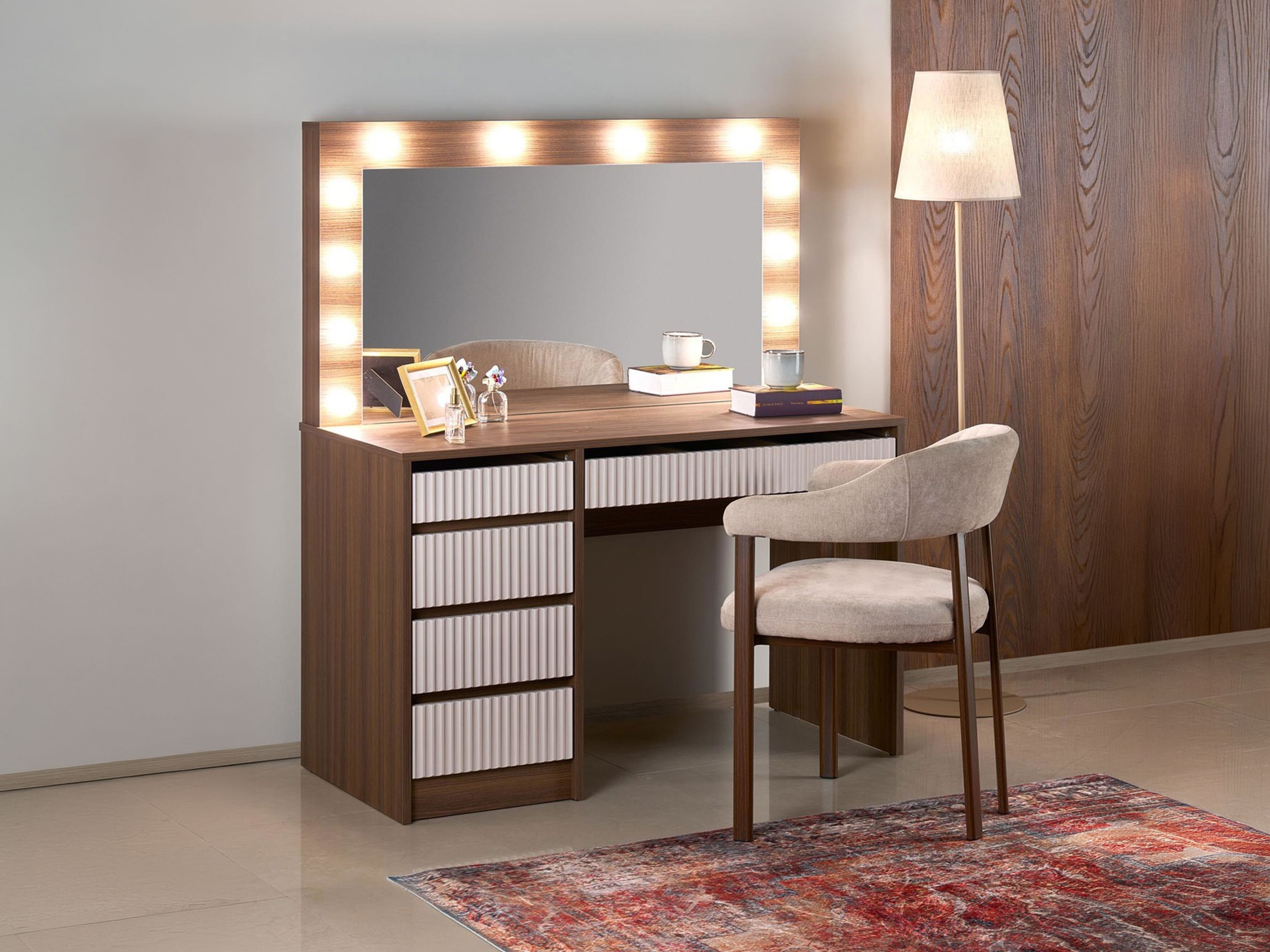 Coiffeuse Houston Gaudium I (Cachemire + Noyer)