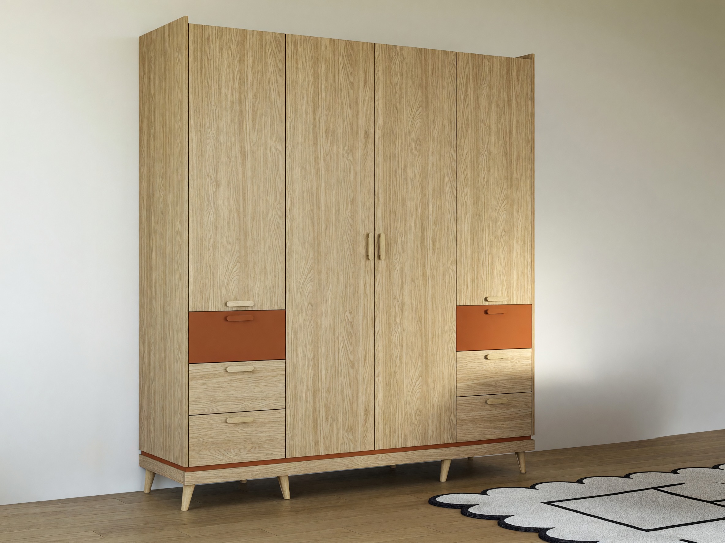 Armoire Fertalu 100 (Chêne + Orange)